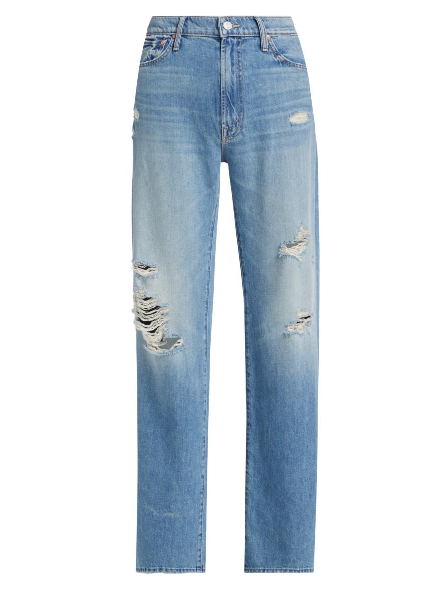 Shop Mother The Dodger Sneak Distressed Denim Jeans | Saks Shop Mother The Dodger Sneak Distressed Denim Jeans | Saks