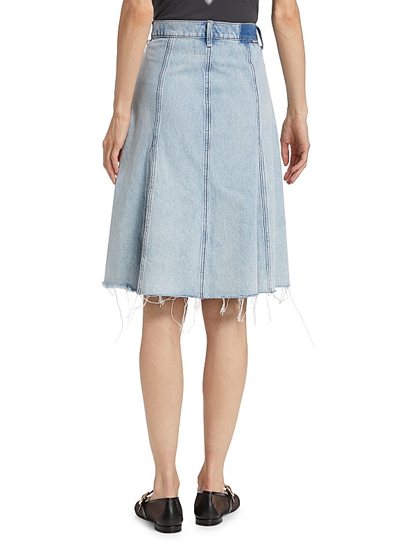 Shop Mother The Half Swing Fray Denim Midi-Skirt | Saks Shop Mother The Half Swing Fray Denim Midi-Skirt | Saks