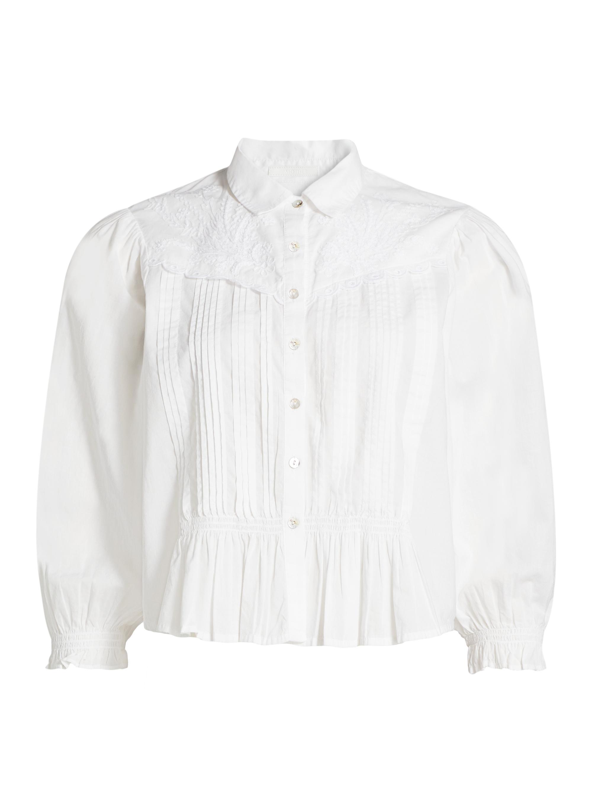 Mother Women's The Tucks And Gathers Cotton Blouse - Bright White