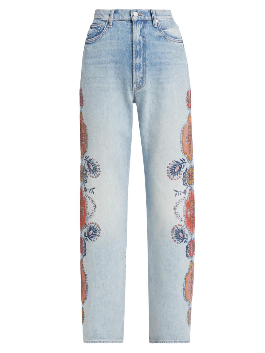 MOTHER Cotton blend jeans with embroidered monogram