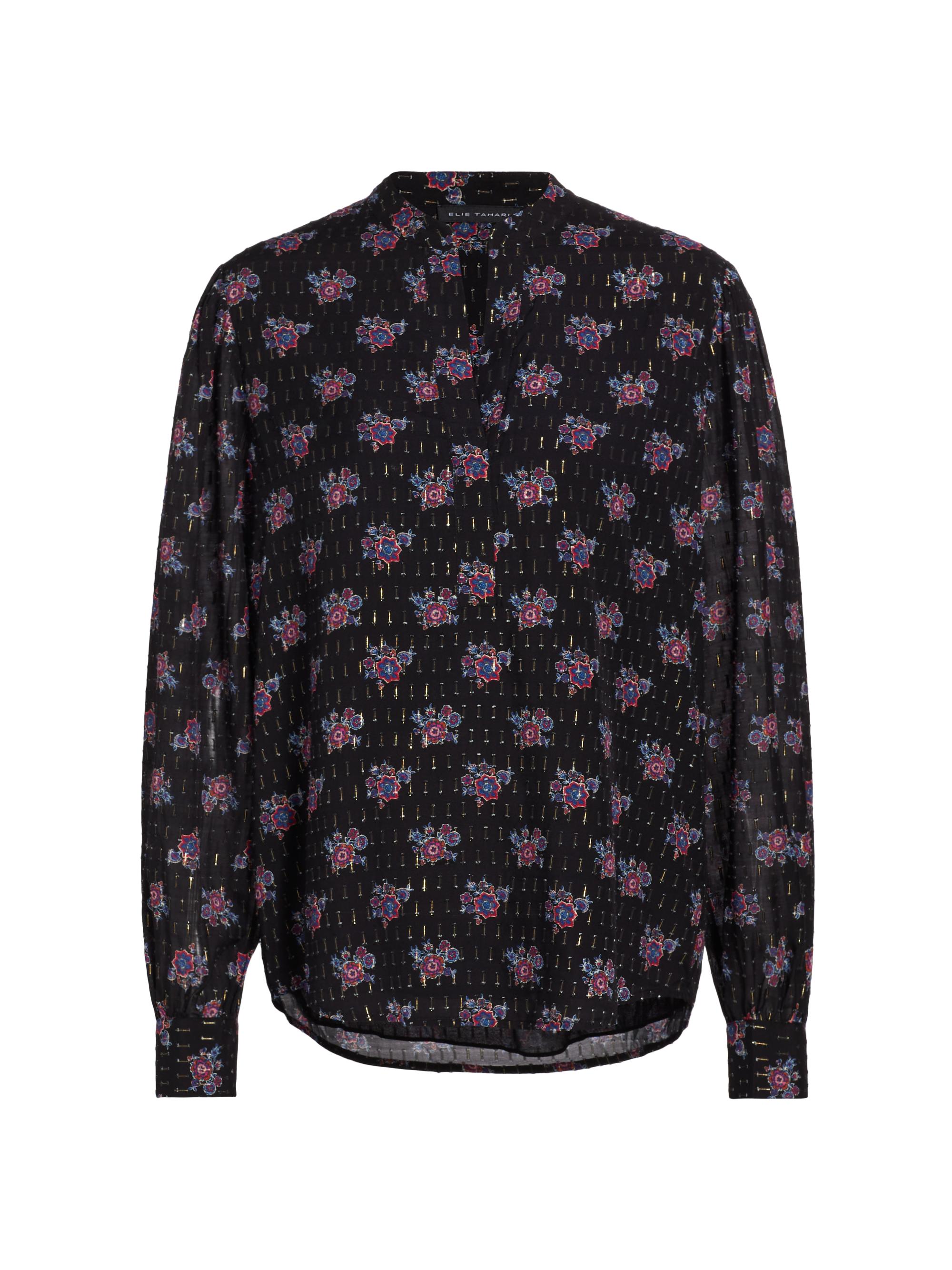 Elie Tahari Women's The Akari Floral Metallic Blouse - Versailles