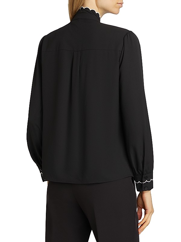 Shop Elie Tahari The Rae Scalloped-Trim Blouse | Saks Fifth Shop Elie Tahari The Rae Scalloped-Trim Blouse | Saks Fifth