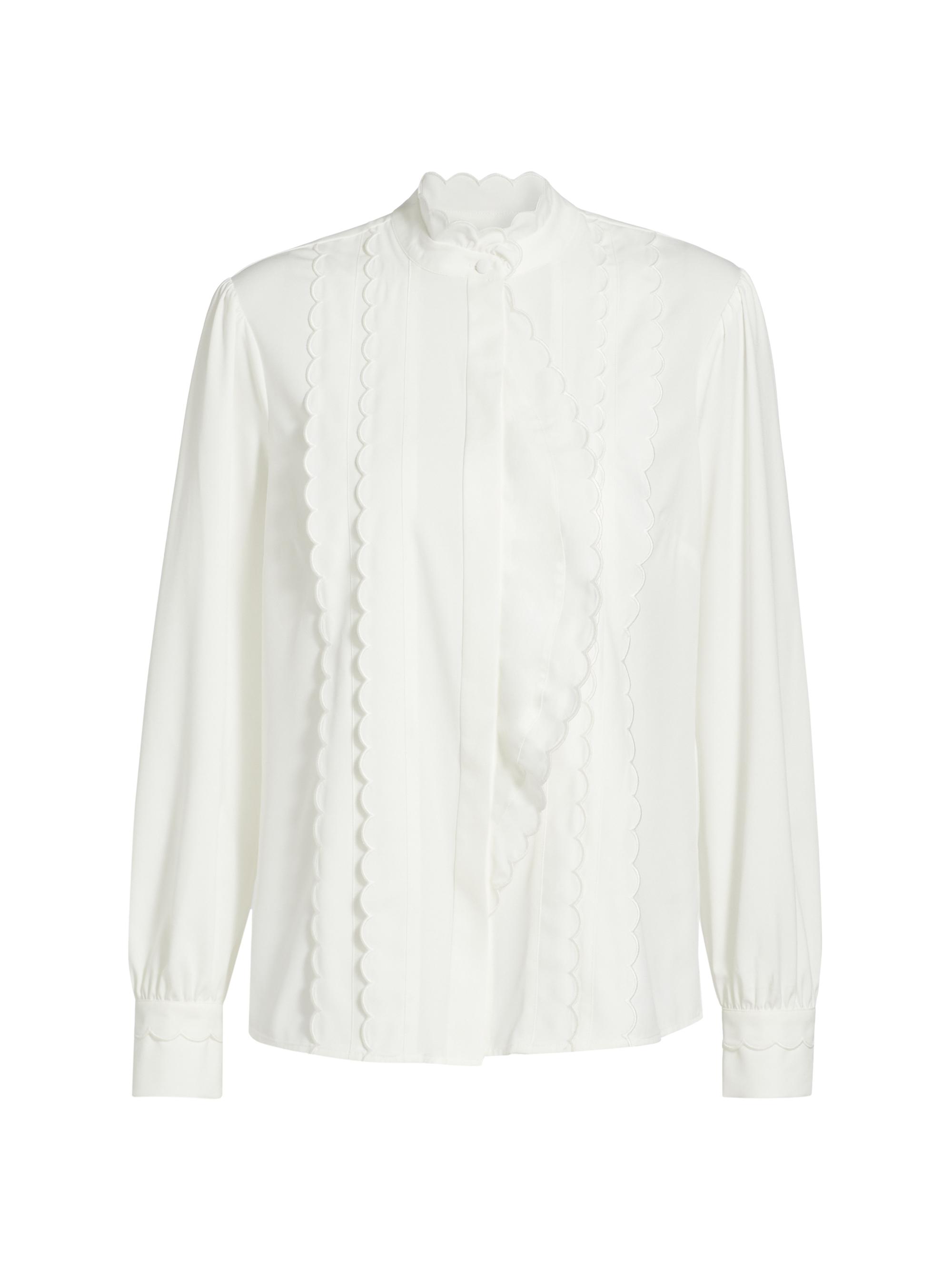 Elie Tahari Women's The Rae Scalloped-Trim Blouse - Sky White White