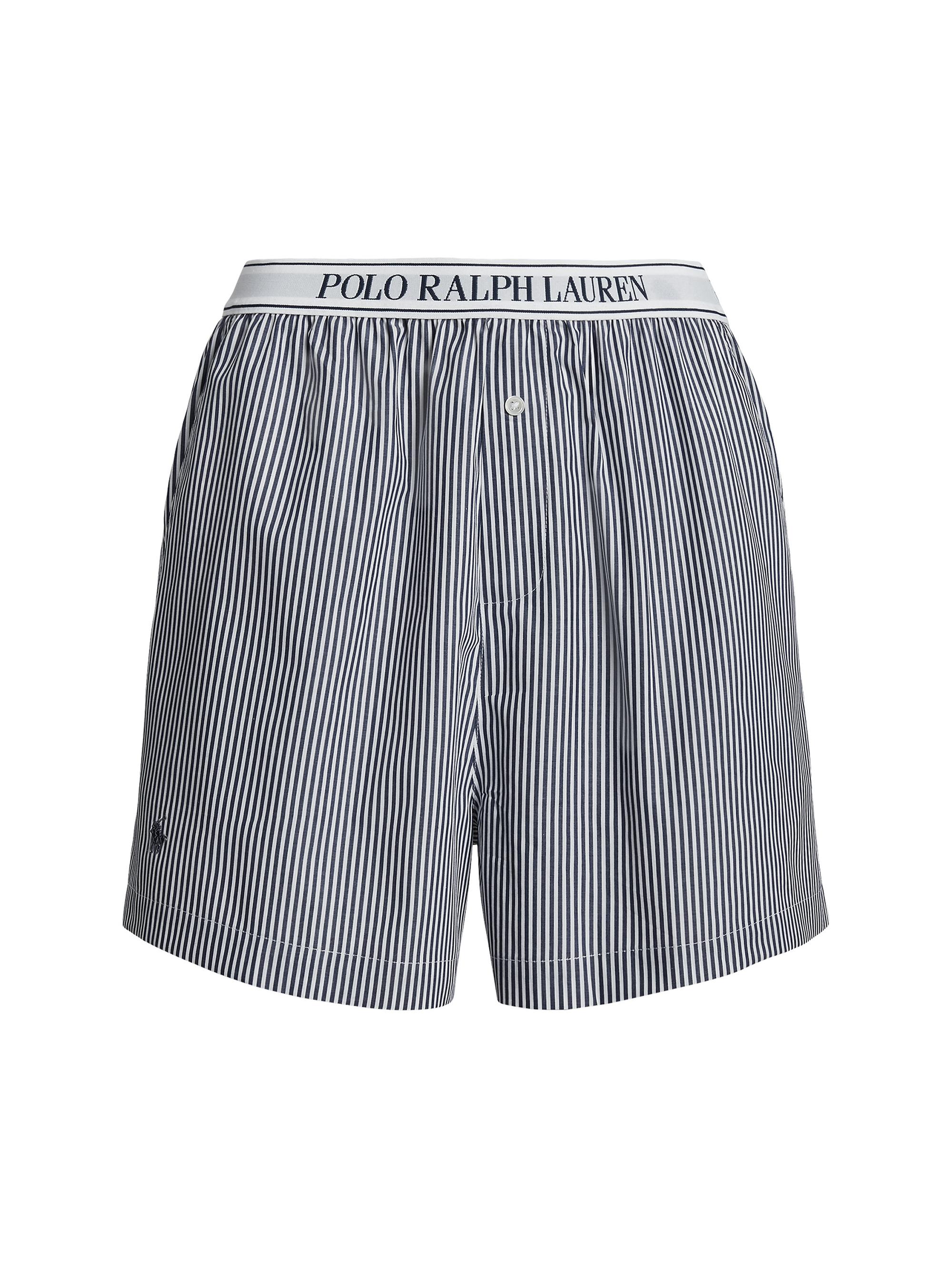 Polo Ralph Lauren Women's Striped Boxer Shorts - White Cloud Beacon Blue