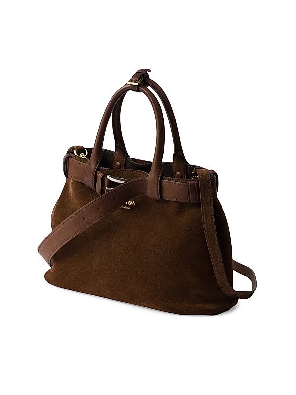 Shop Prada Medium Buckle Suede Bag with Belt | Saks Fifth Avenue Shop Prada Medium Buckle Suede Bag with Belt | Saks Fifth Avenue