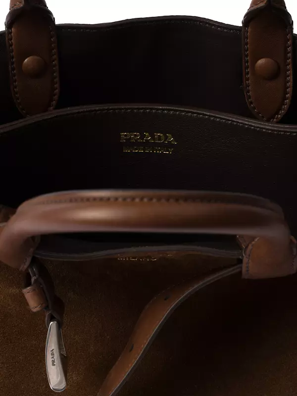 Shop Prada Medium Buckle Suede Bag with Belt | Saks Fifth Avenue Shop Prada Medium Buckle Suede Bag with Belt | Saks Fifth Avenue