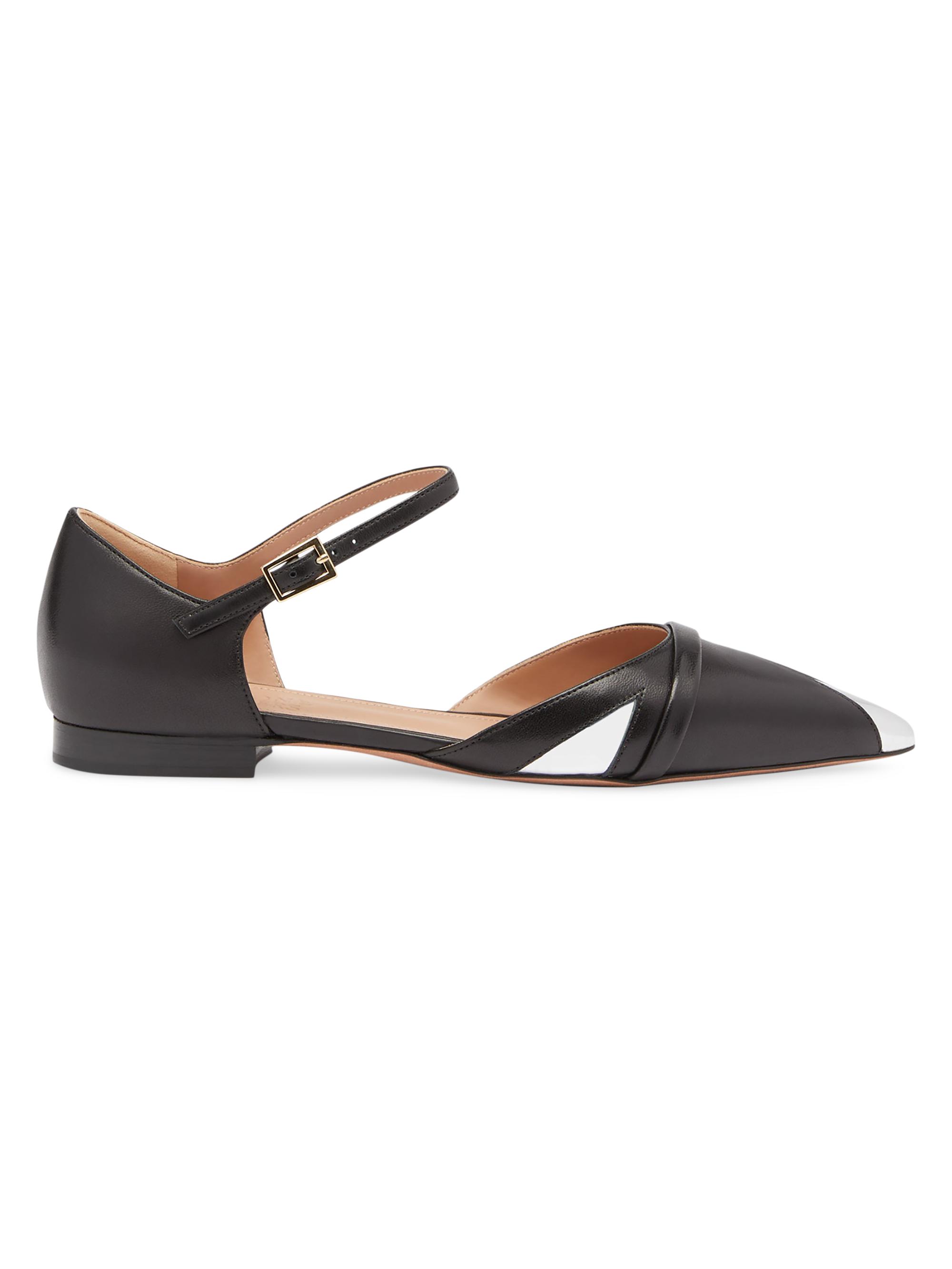 Malone Souliers Women's Ulla Leather Flat Pumps - Black Silver