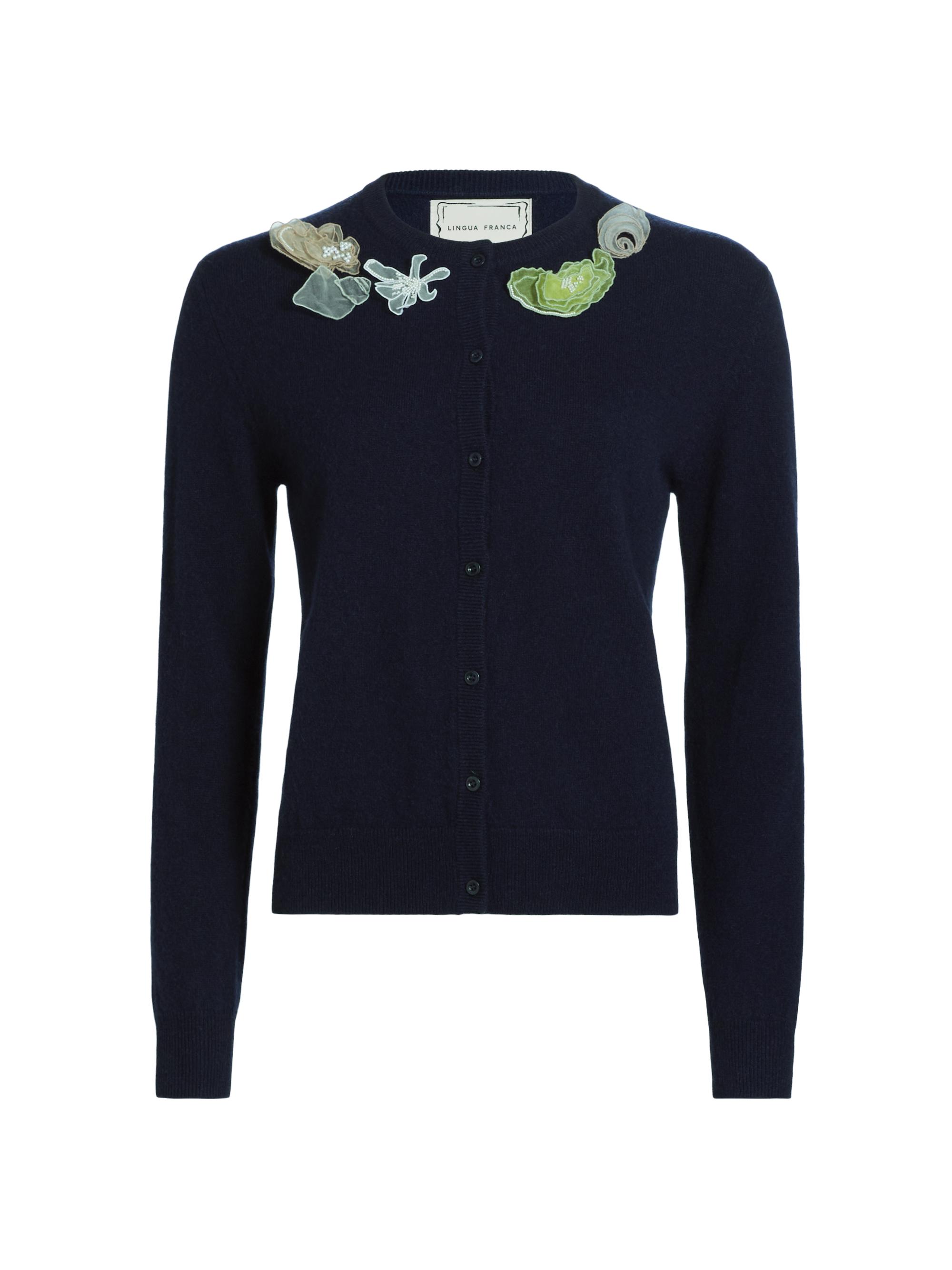 Lingua Franca Women's Montauk Icon Wire Appliqué Cardigan - Navy