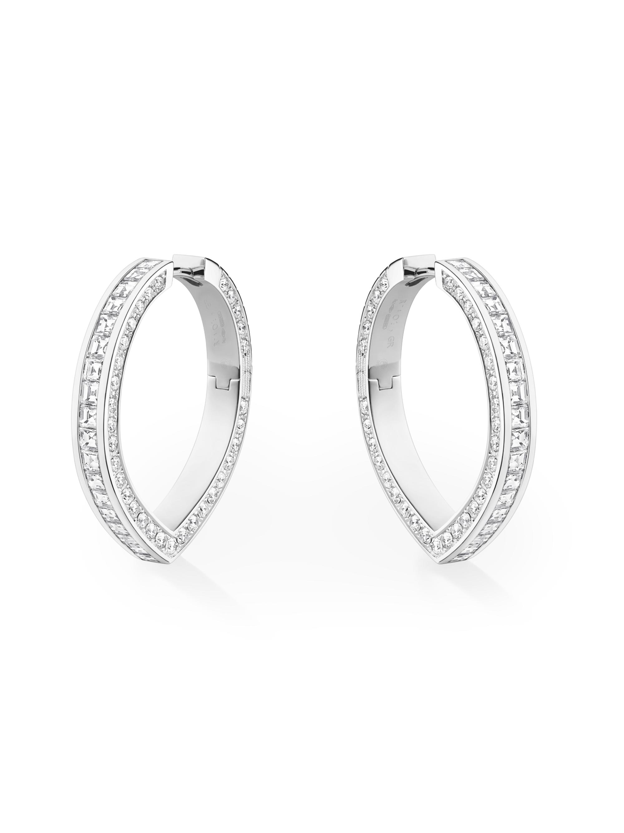 Repossi Women's Antifer 18K White Gold & 13.20 TCW Diamond Hoop Earrings - White Gold