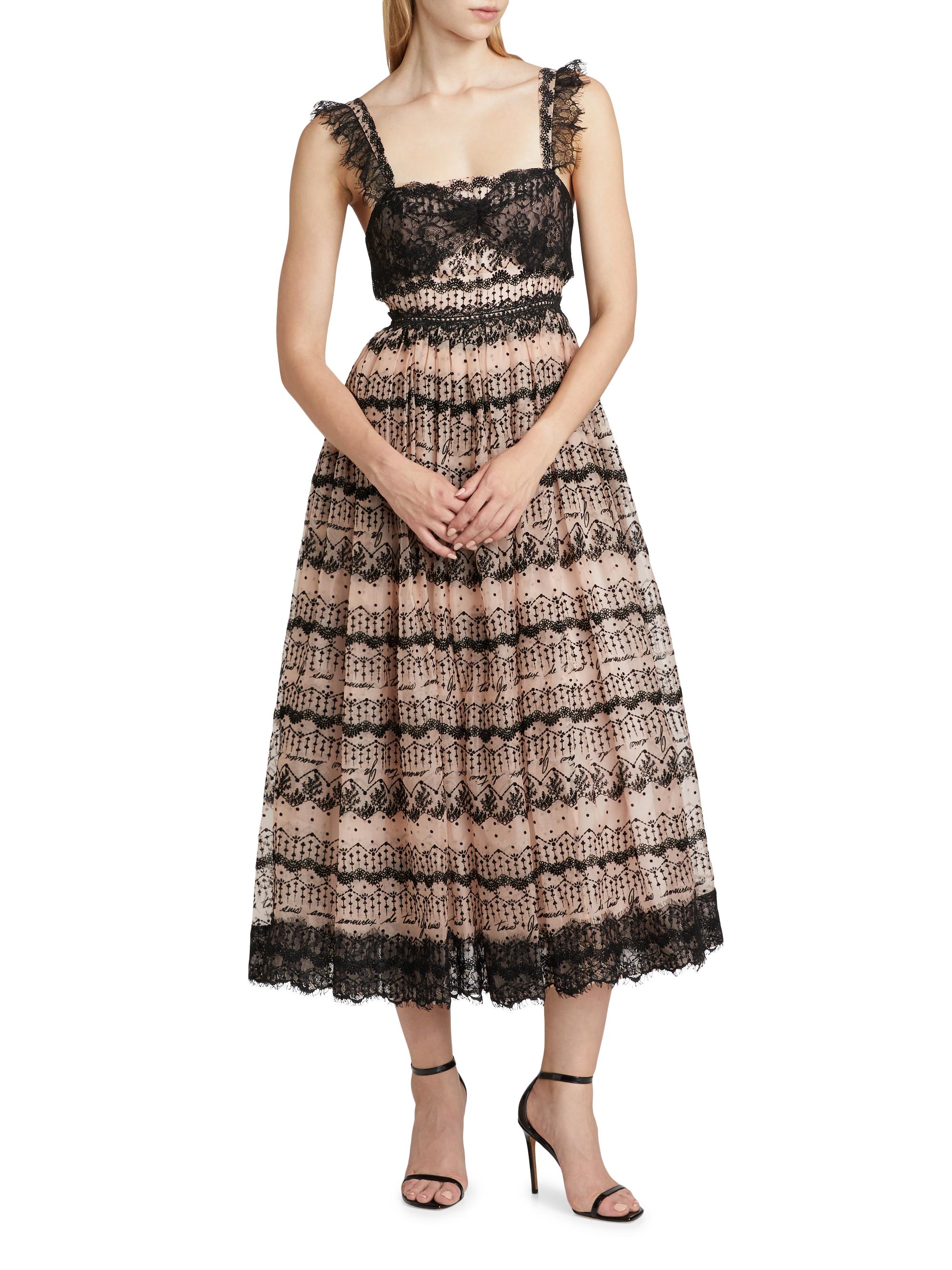 Cinq à Sept Fen Lace-Trim Silk Sleeveless Midi-Dress | Saks Fifth