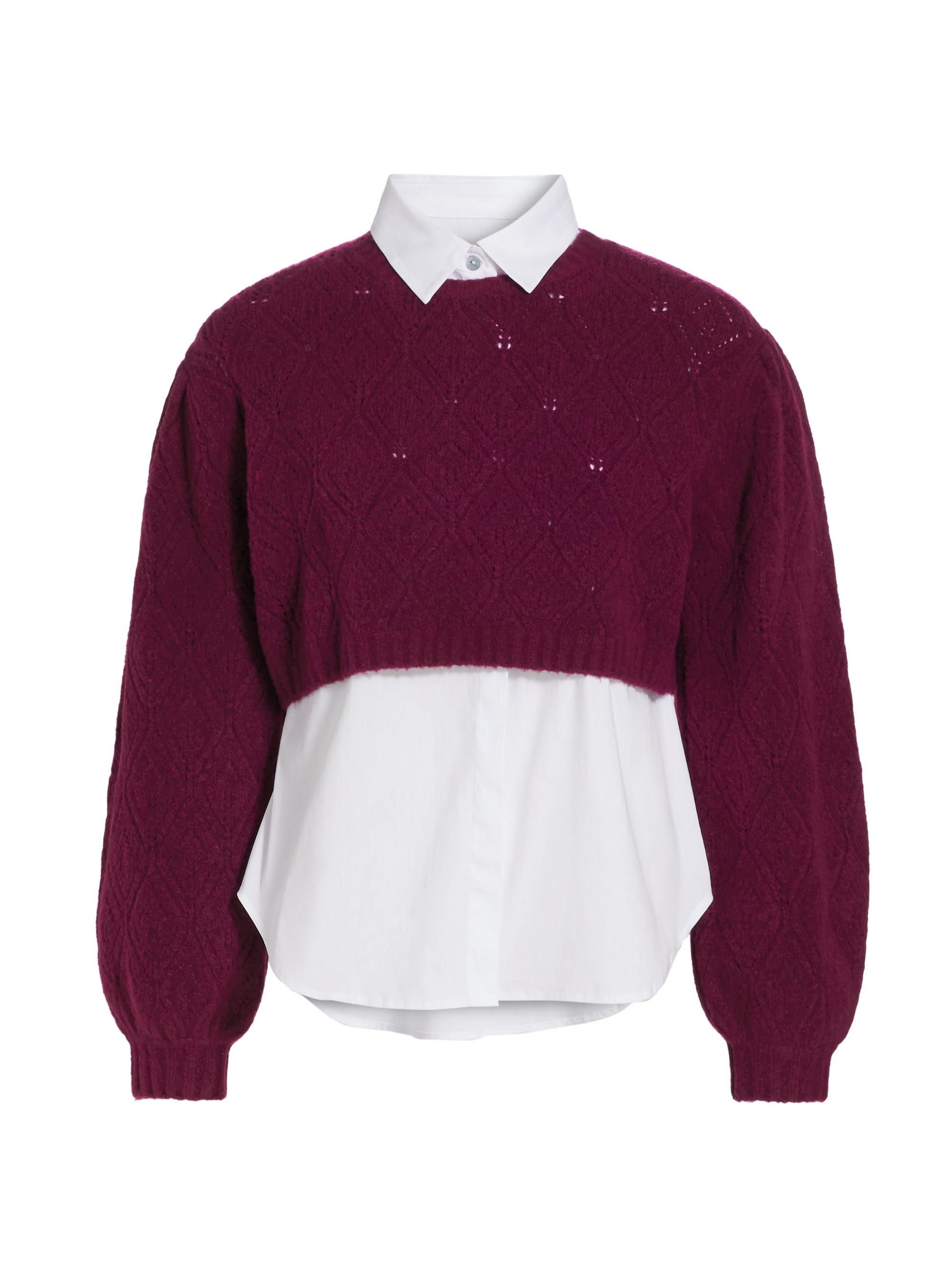 Cinq à Sept Women's Landry Knit Layered Sweater - Star Apple White