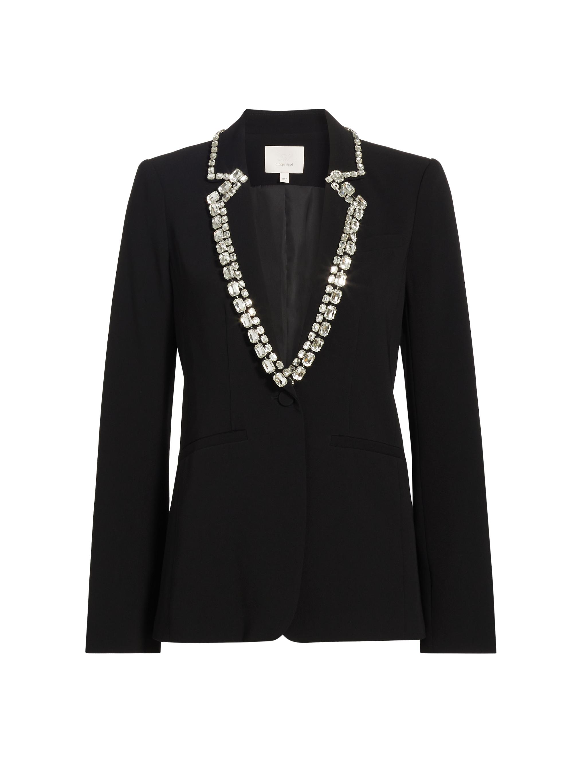 CINQ A SEPT Women's Karlie Crystal-Embellished Single-Breasted Blazer - Black