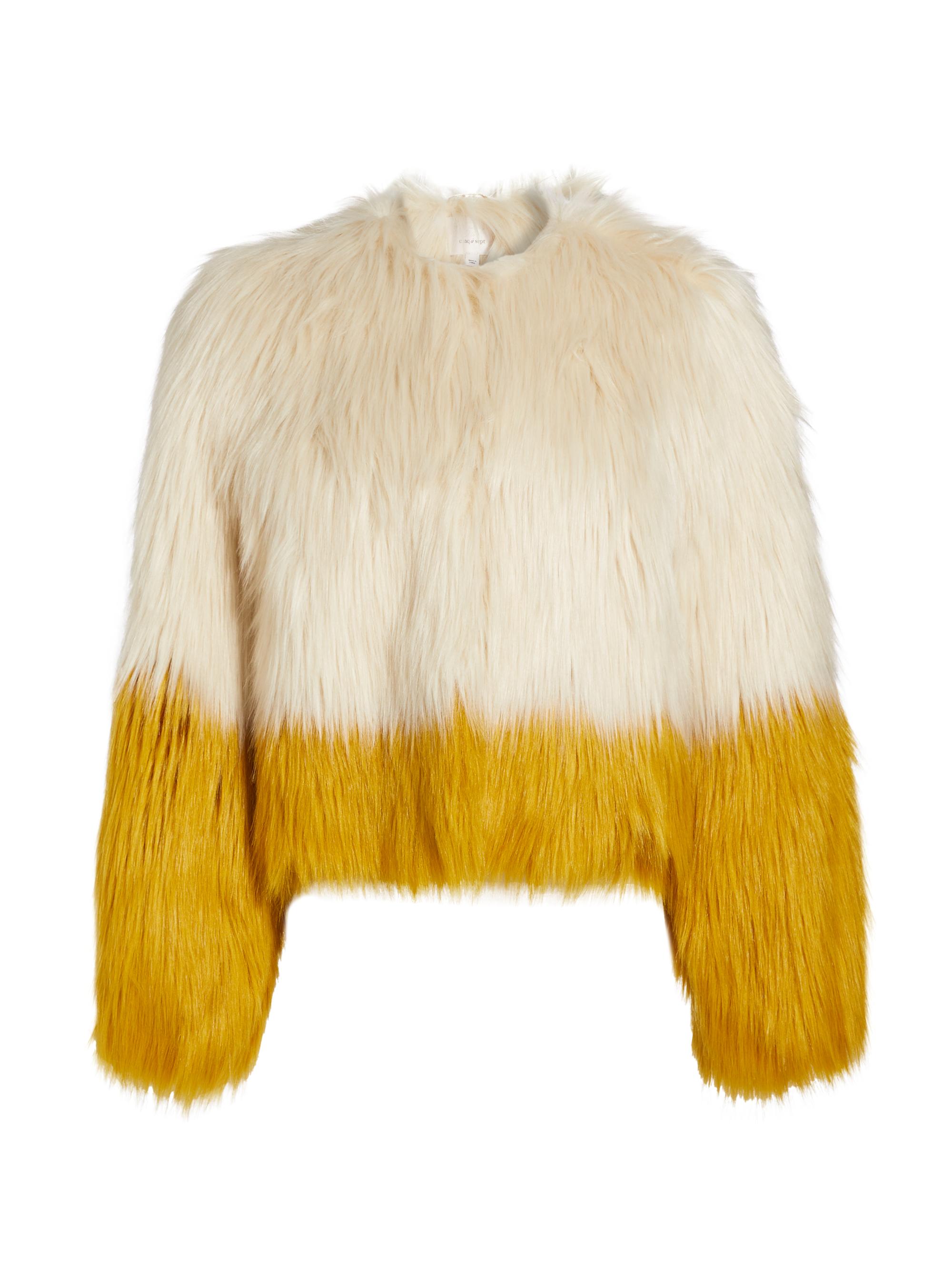 CINQ A SEPT Women's Benson Colorblocked Faux Fur Coat - Plaster Golden Palm