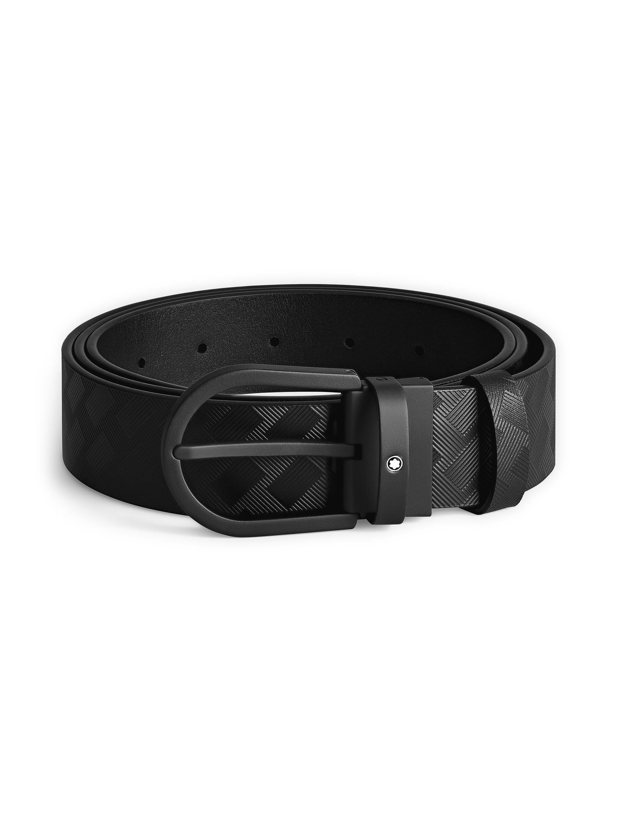 Montblanc Men's Horseshoe Buckle Cut-to-Size Leather Belt - Black