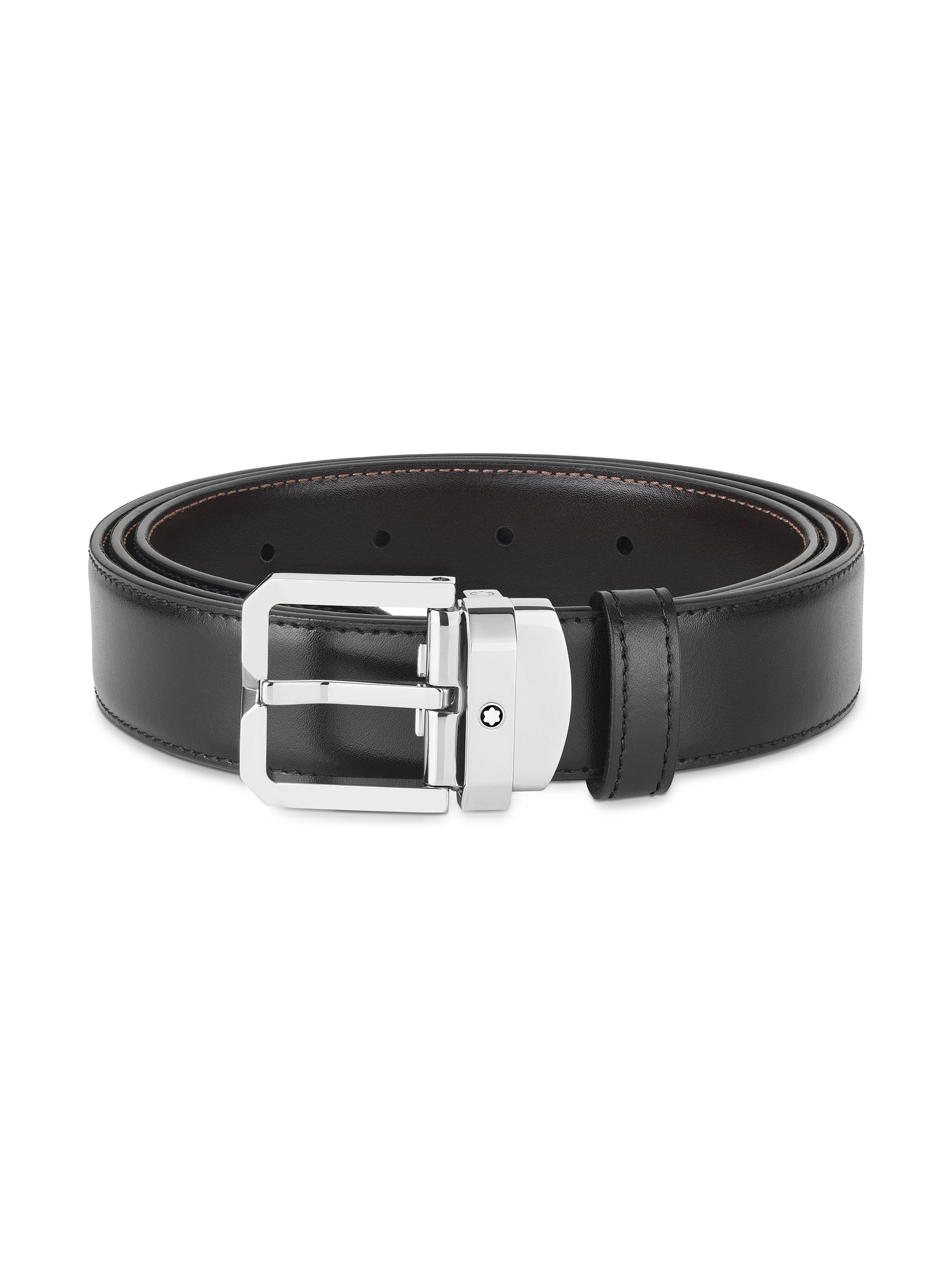 Montblanc Men's Cut-to-Size Reversible Leather Belt - Black