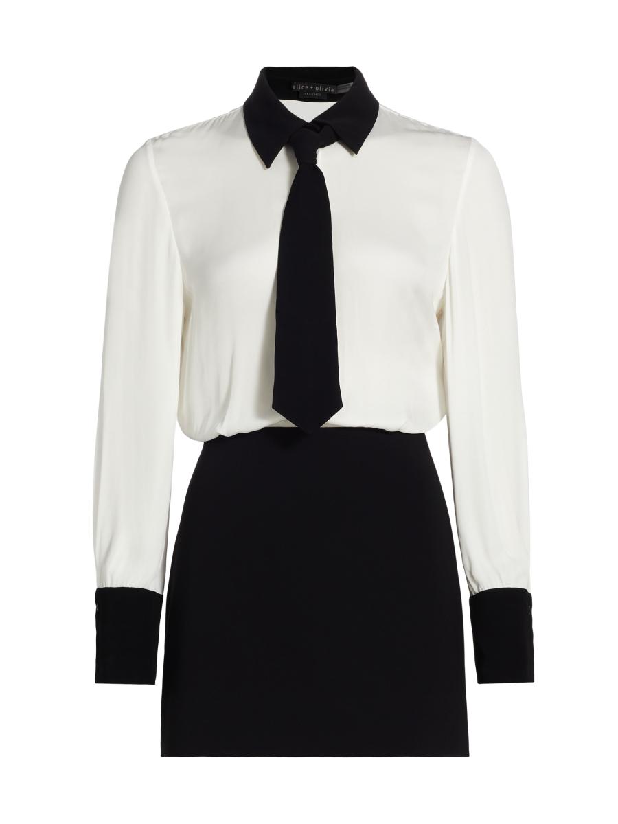 alice+olivia◆長袖ブラウス/M/コットン/BLK Alice + Olivia Mattie Long Sleeve Shirtdress | Saks Fifth Avenue