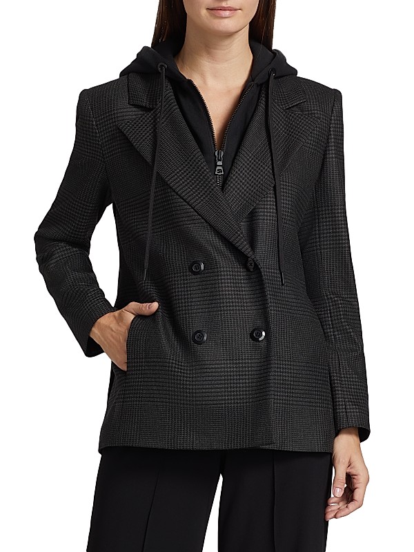 Shop Alice + Olivia Jordan Hooded Double-Breasted Blazer Shop Alice + Olivia Jordan Hooded Double-Breasted Blazer
