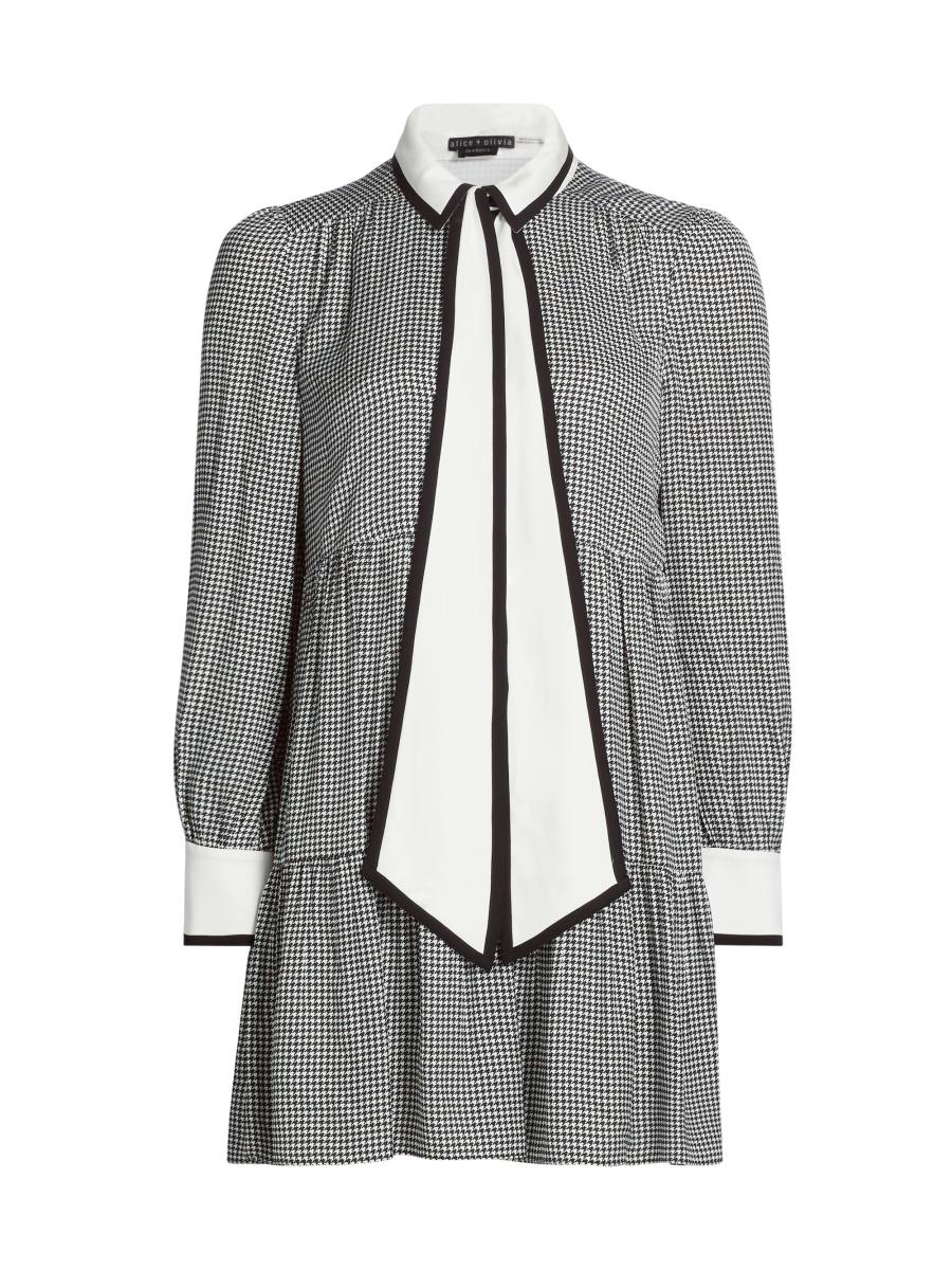 【未使用‼️】Alice and Oliviaケープミニドレスタグ付き Alice + Olivia Carol Houndstooth Tieneck Minidress | Saks Fifth Avenue