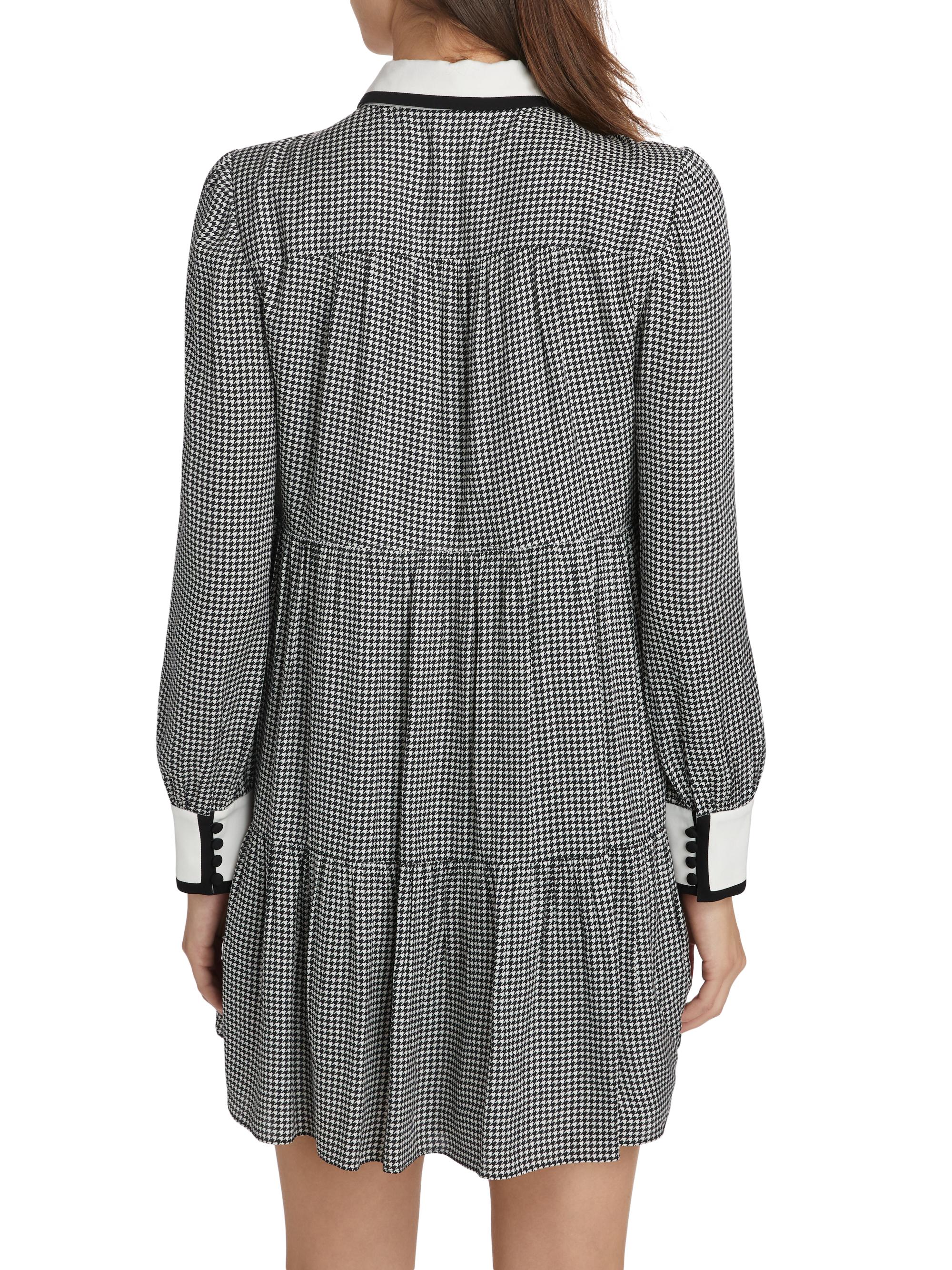 Alice + Olivia Carol Houndstooth Tieneck Minidress | Saks Fifth Avenue