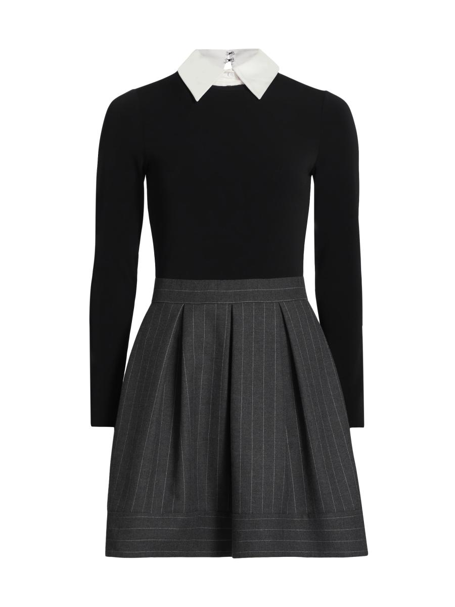 Alice + Olivia Chara Pinstripe Long-Sleeve Minidress | Saks