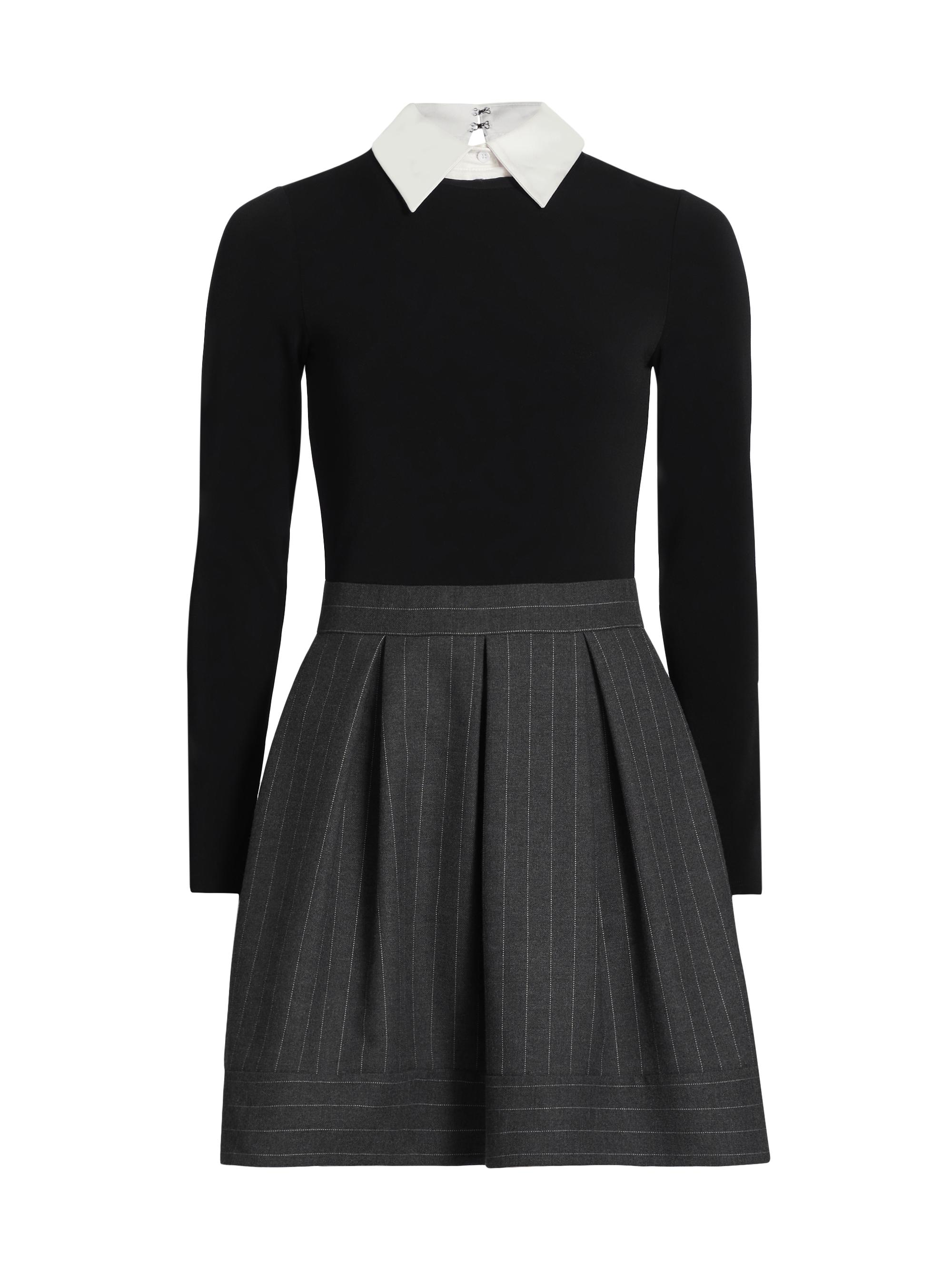 Alice + Olivia Chara Pinstripe Long-Sleeve Minidress | Saks Fifth