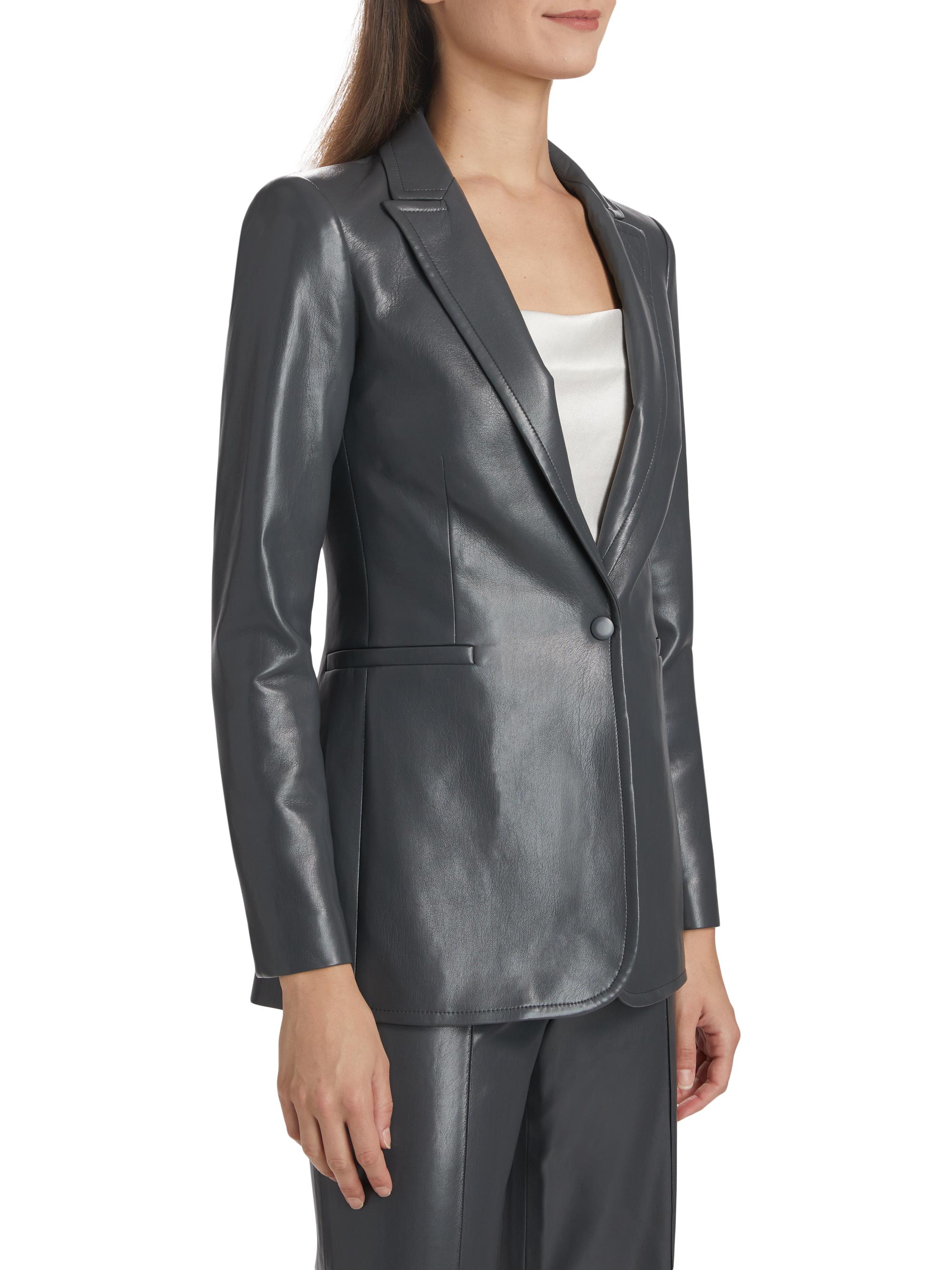 Alice + Olivia Breann Faux-Leather Single-Breasted Blazer | Saks