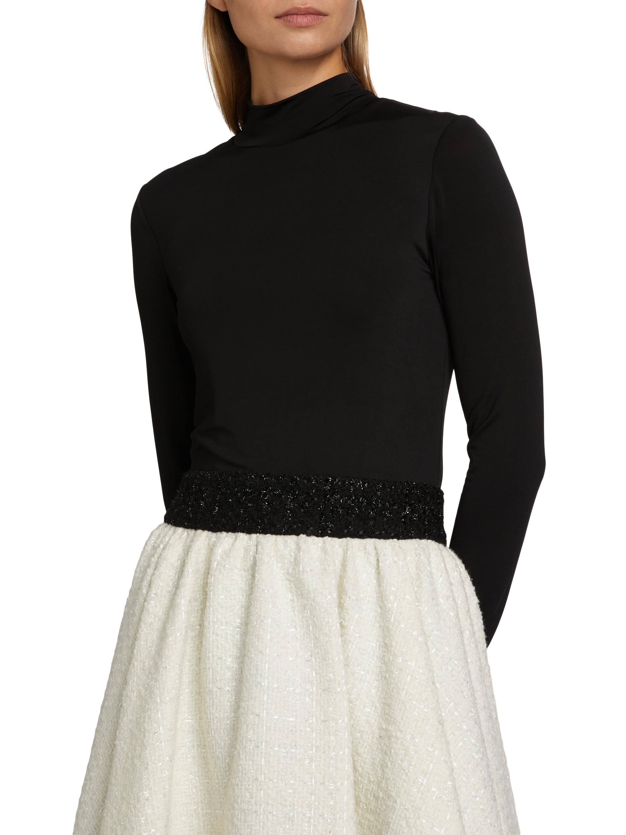 ここさま専用です。‼️ ALICE➕olivia コットン　ノースリ　黒白　SP Alice + Olivia Chara Two-Tone Tweed Midi-Dress | Saks Fifth