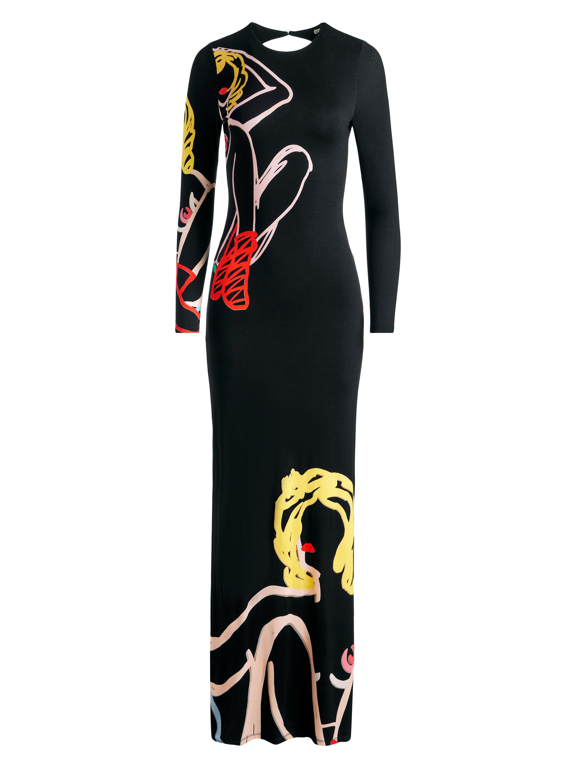 Alice + Olivia Delora Graphic Open-Back Maxi Dress | Saks Fifth Avenue