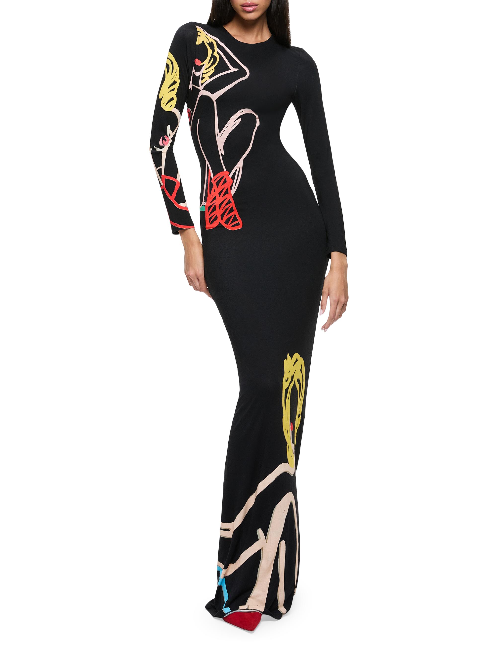 Alice + Olivia Delora Graphic Open-Back Maxi Dress | Saks Fifth Avenue
