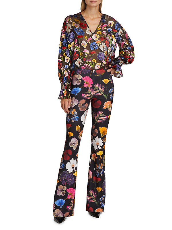 Shop Alice + Olivia Onica Sheer Floral Blouse | Saks Fifth Shop Alice + Olivia Onica Sheer Floral Blouse | Saks Fifth