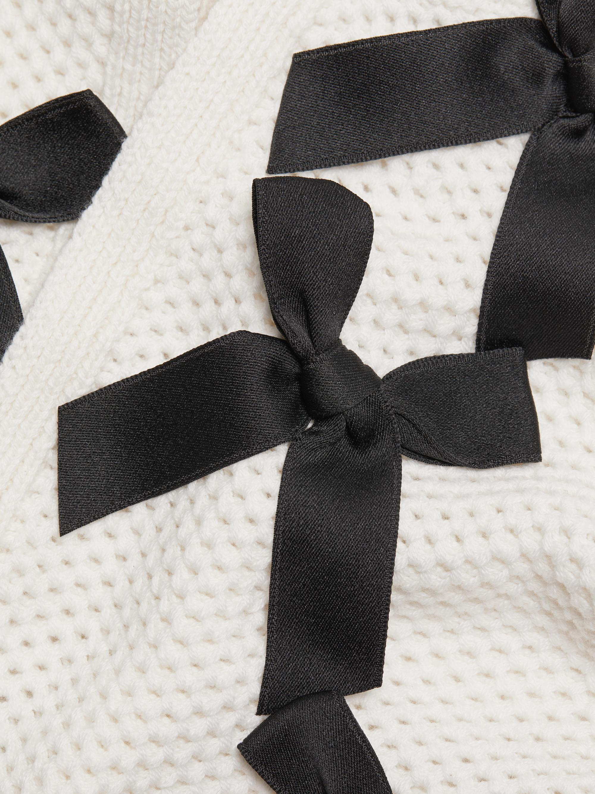 【新品】alice+oliviaカーディガン レース ホワイト×ブラック 美品 alice+olivia レースニットカーディガン 生成り XS*BD65