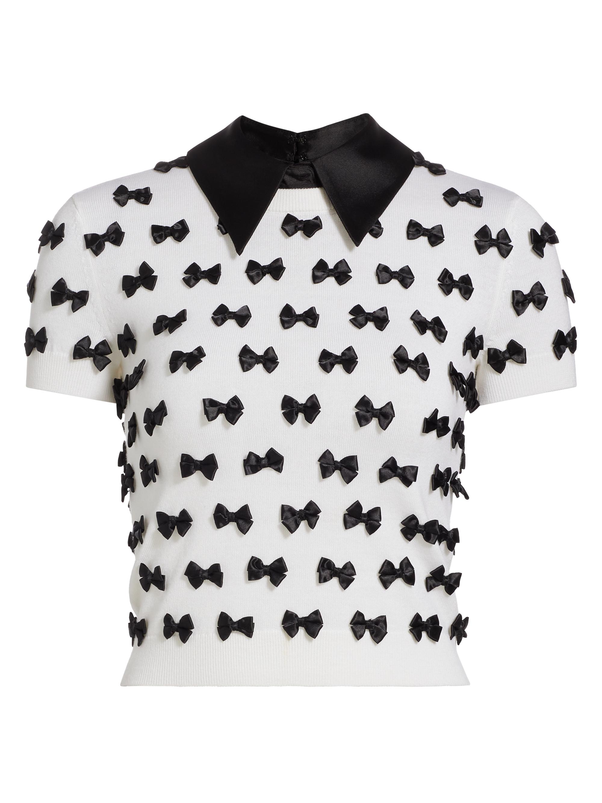 Alice + Olivia Women's Ciara Bow-Embellished Sweater - Soft White Black