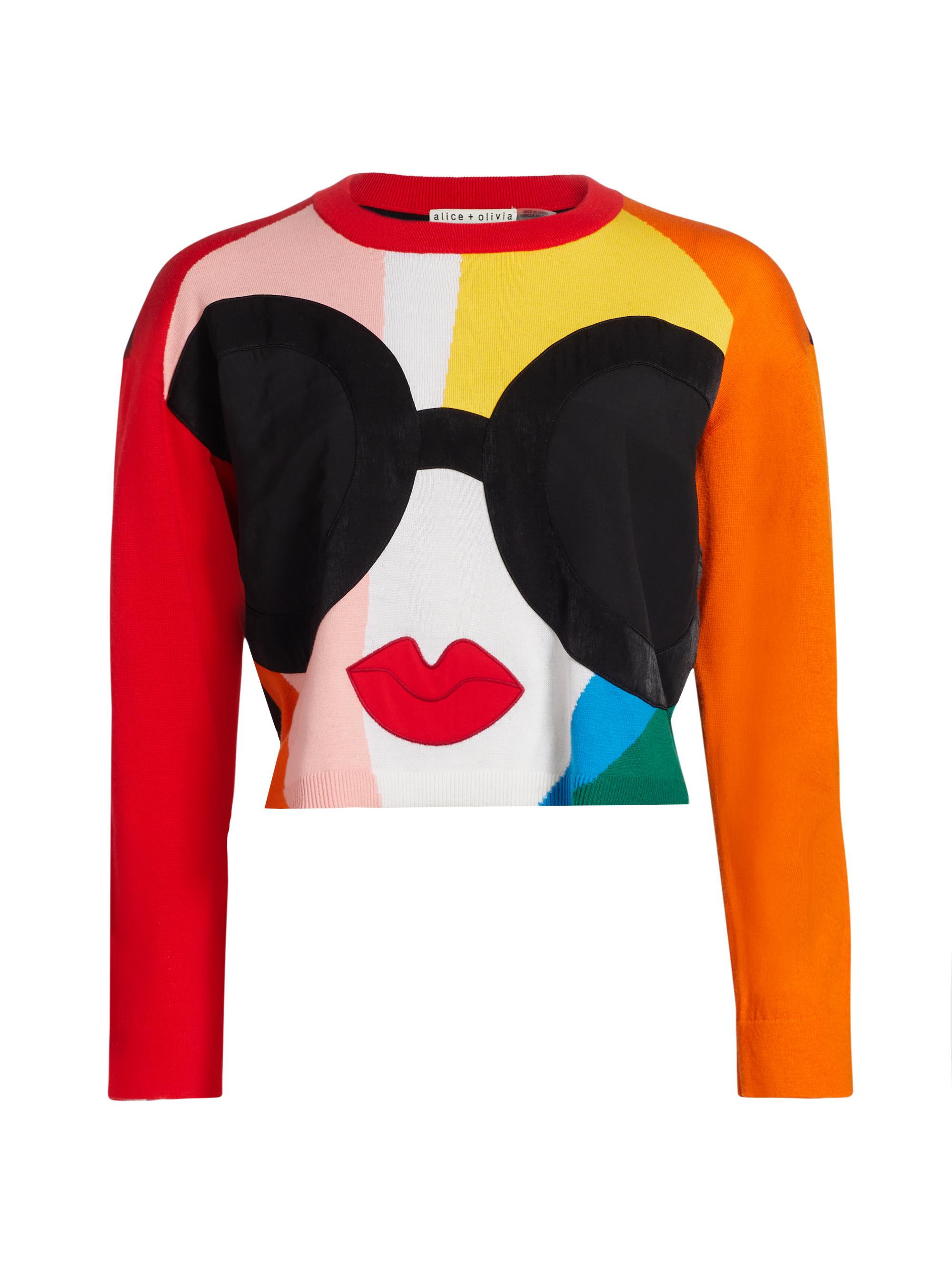 Alice + Olivia Women's Gleeson Surrealist Crop Sweater - Multicolour