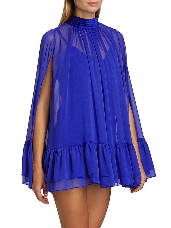 Shop Alice + Olivia Zenon Sheer Cape Minidress | Saks Fifth Shop Alice + Olivia Zenon Sheer Cape Minidress | Saks Fifth