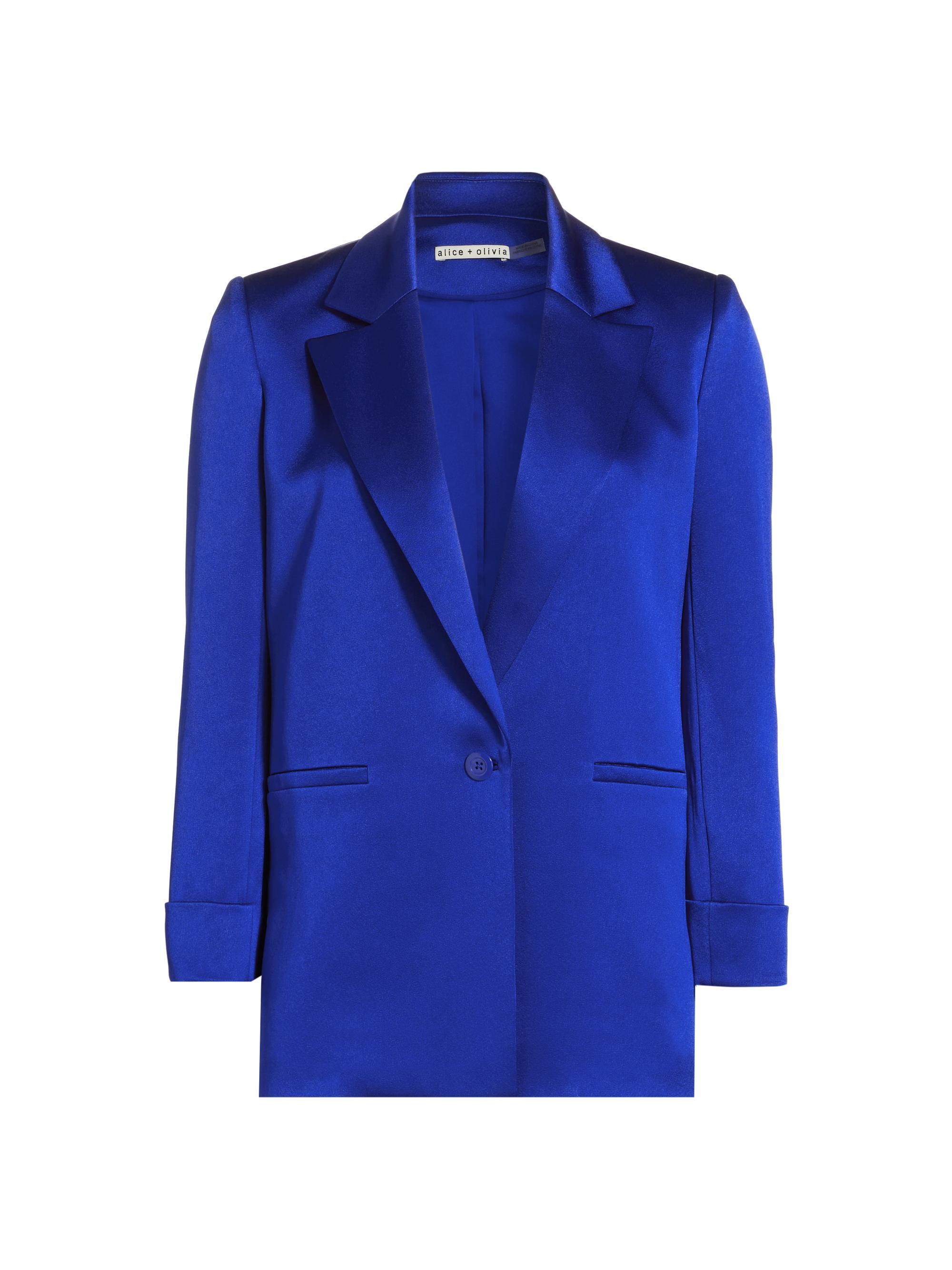 Alice + Olivia Women's Denny Satin Single-Breasted Blazer - Royal