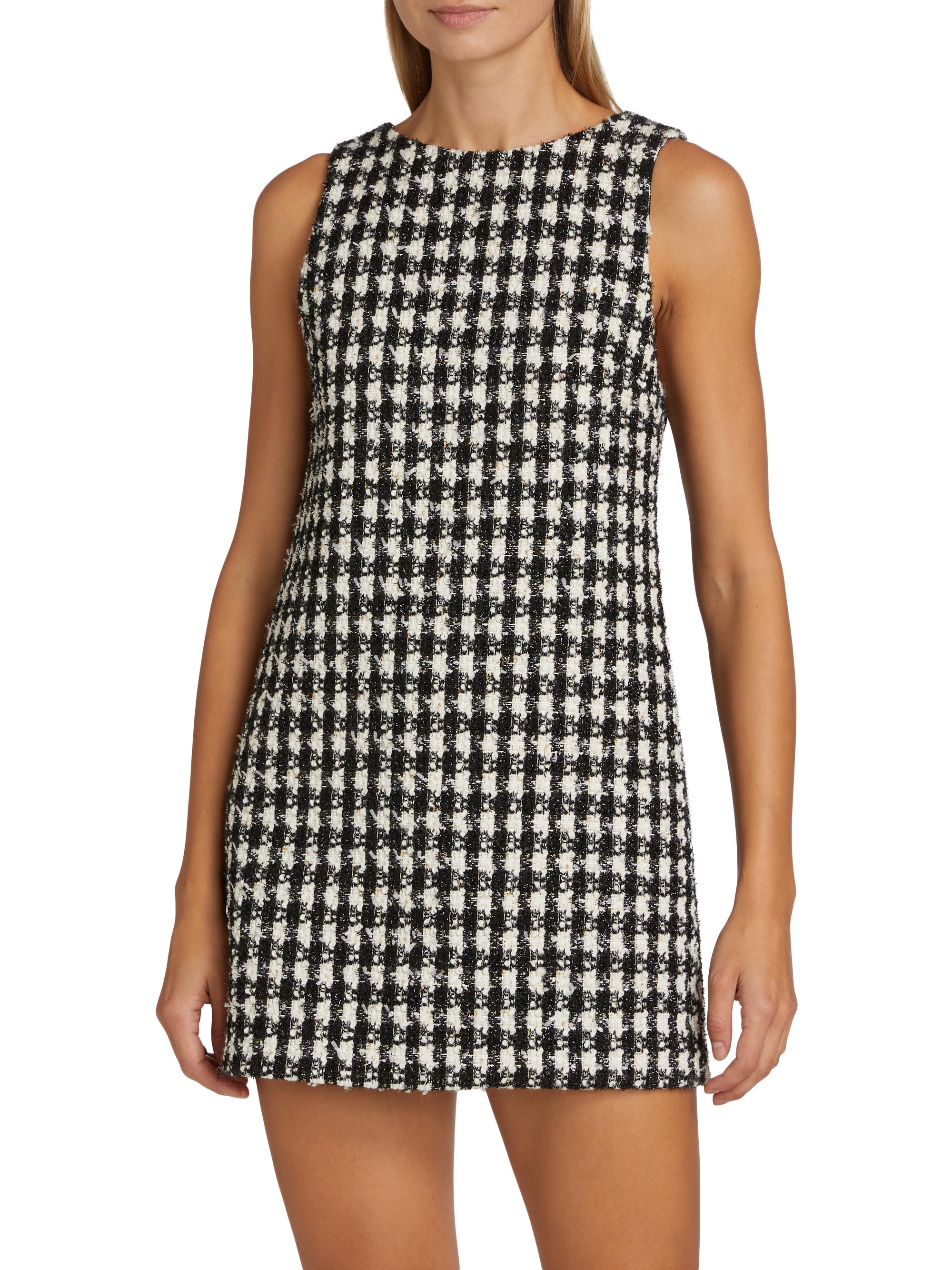 strappy houndstooth tweed a line dress Strappy houndstooth tweed A-line dress pink pink - Women