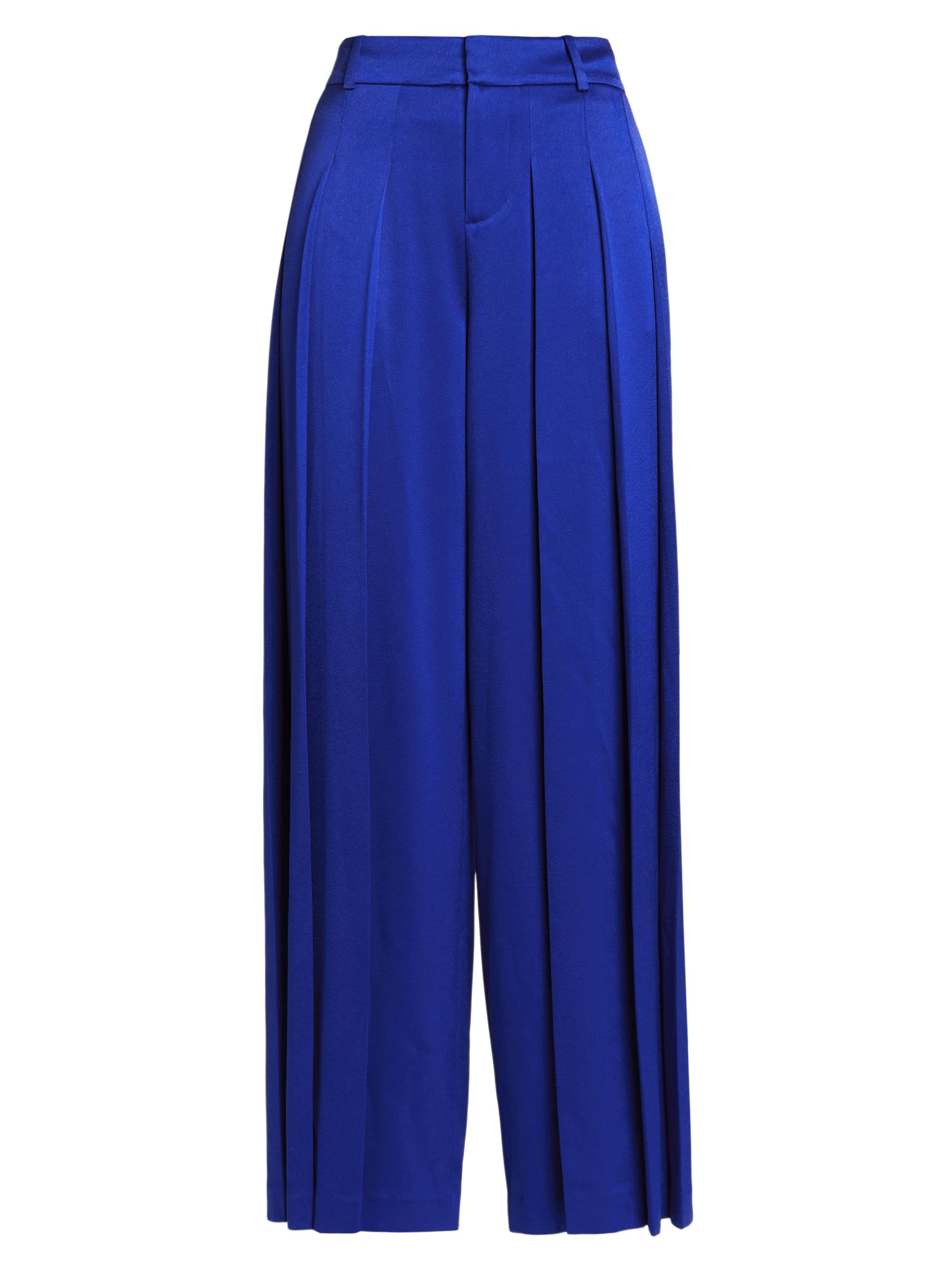 Alice + Olivia Women's Simon Pleated Satin Wide-Leg Trousers - Royal