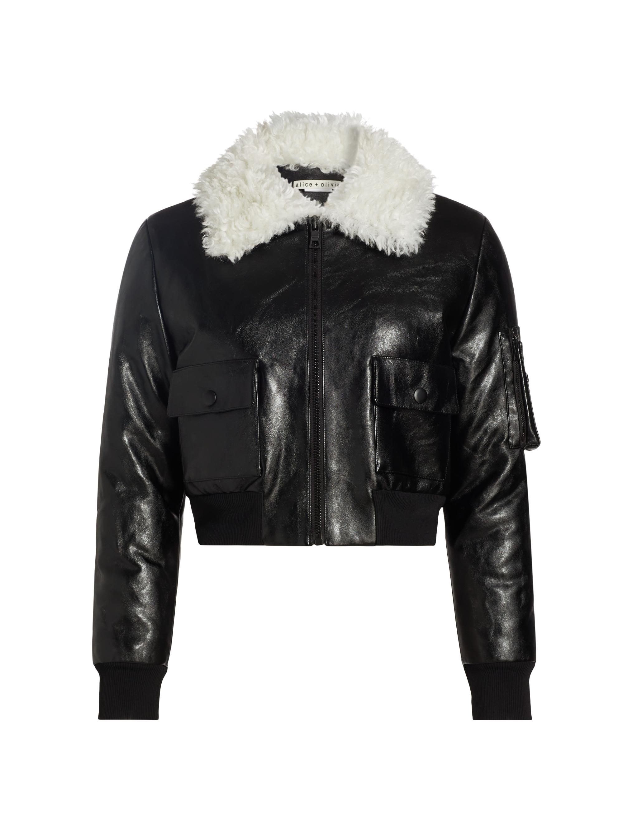 Alice + Olivia Women's Willard Aviator Jacket - Black