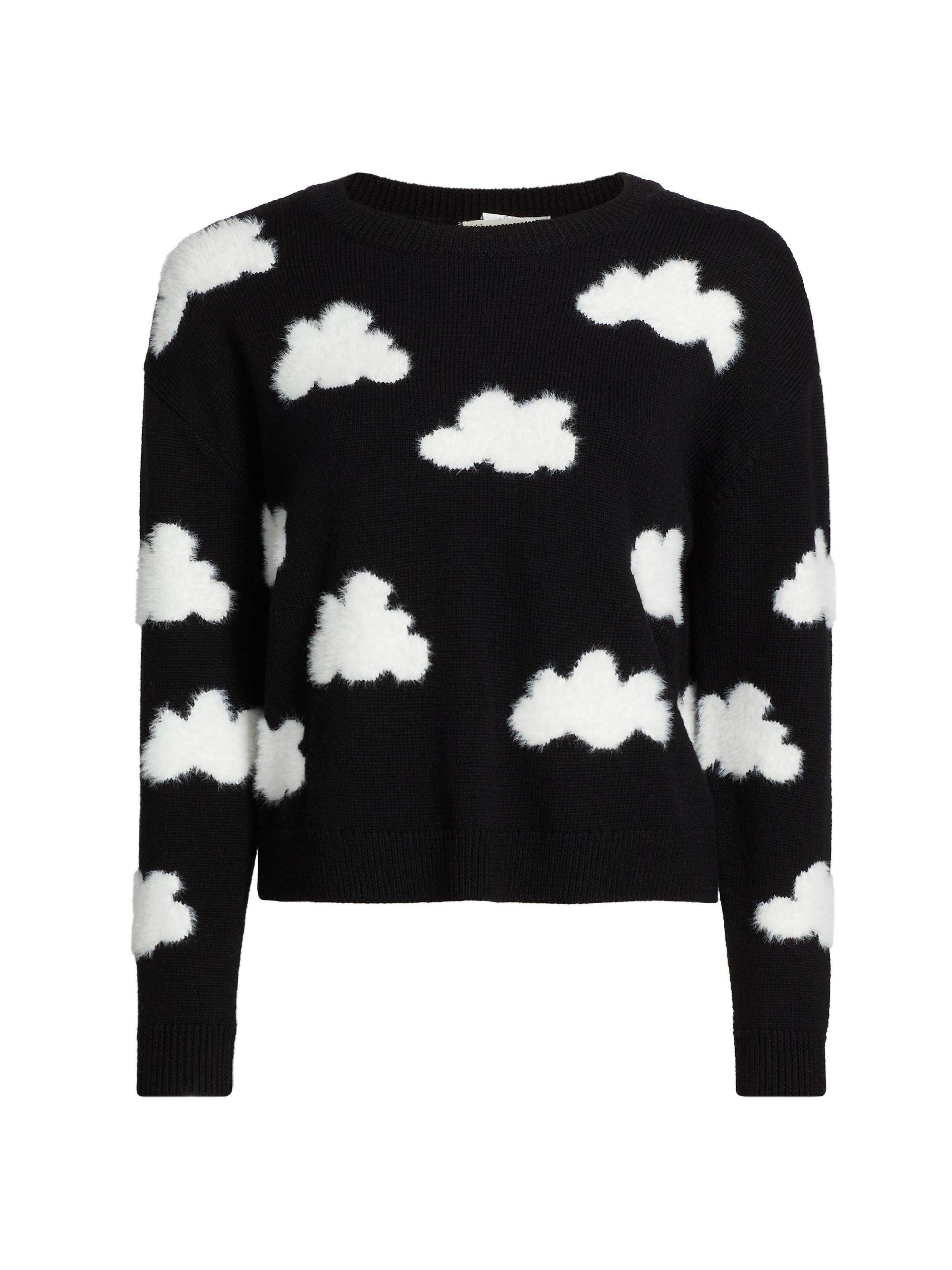 Alice + Olivia Women's Gleeson Fuzzy Cloud Sweater - Black Soft White
