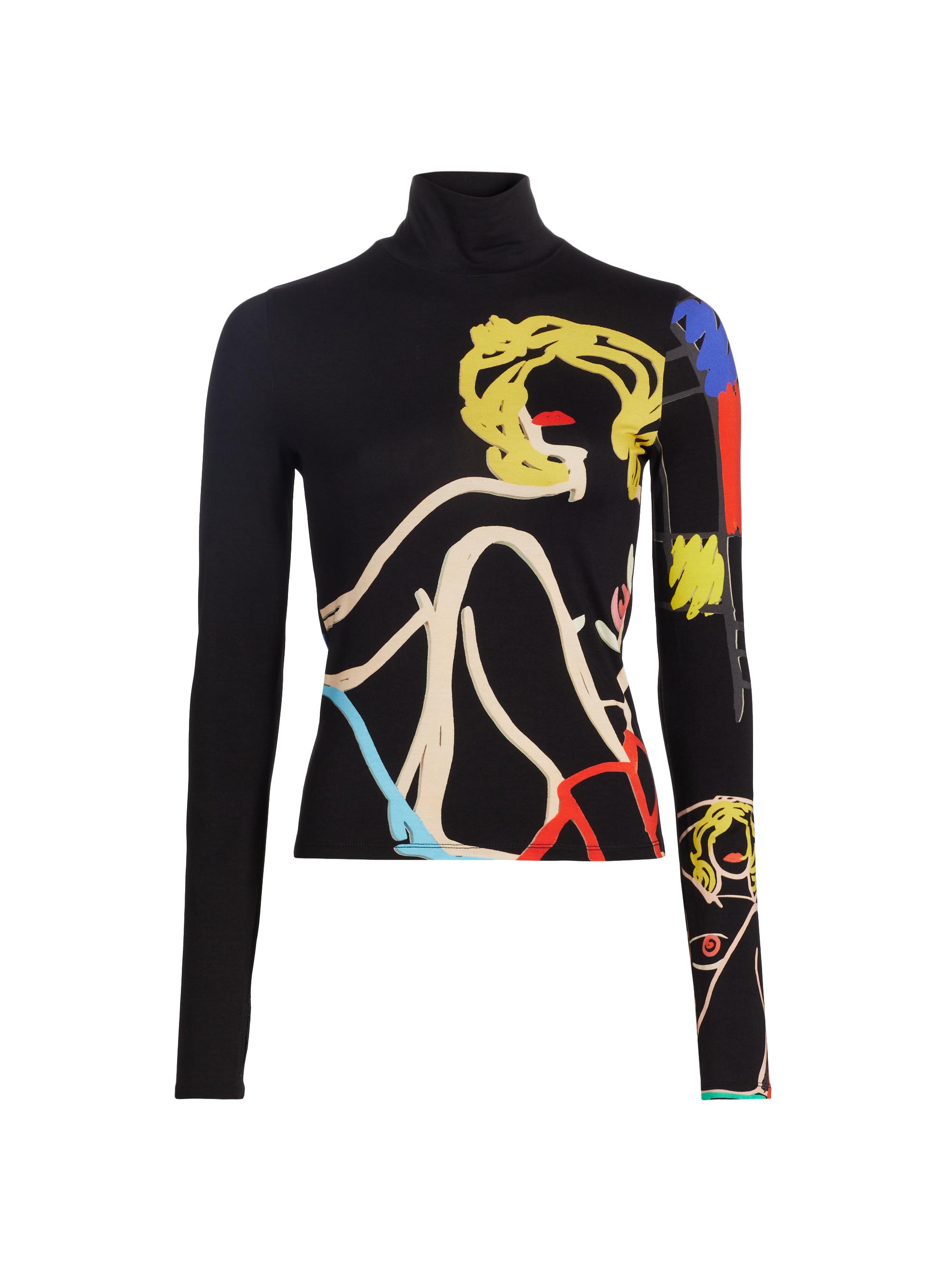 Alice + Olivia Women's Tom Wesselmann x  Delaina Printed Turtleneck Top - Natural Beauty