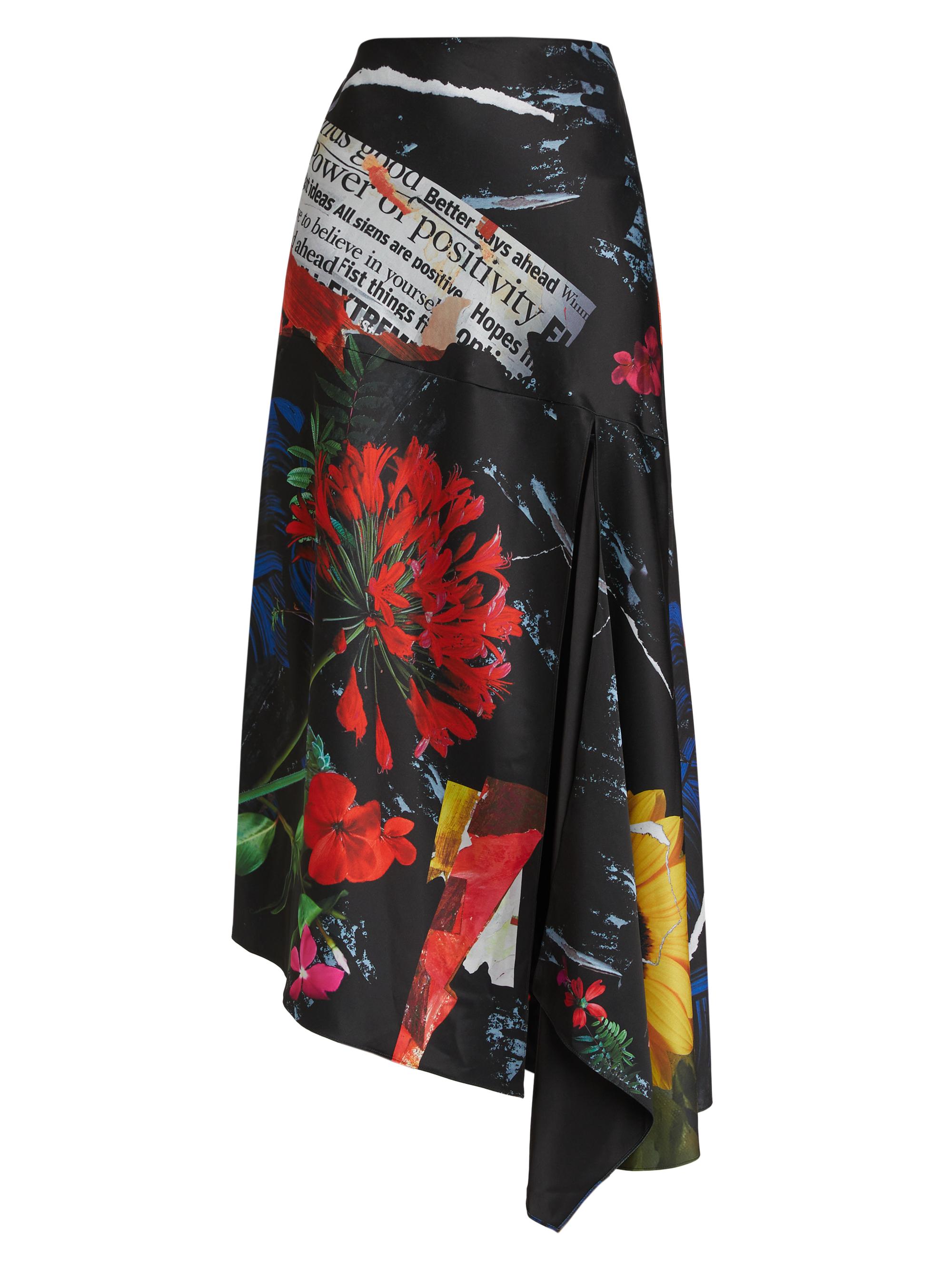 Alice + Olivia Women's Ayla Printed Satin Midi-Skirt - Azalea Floral