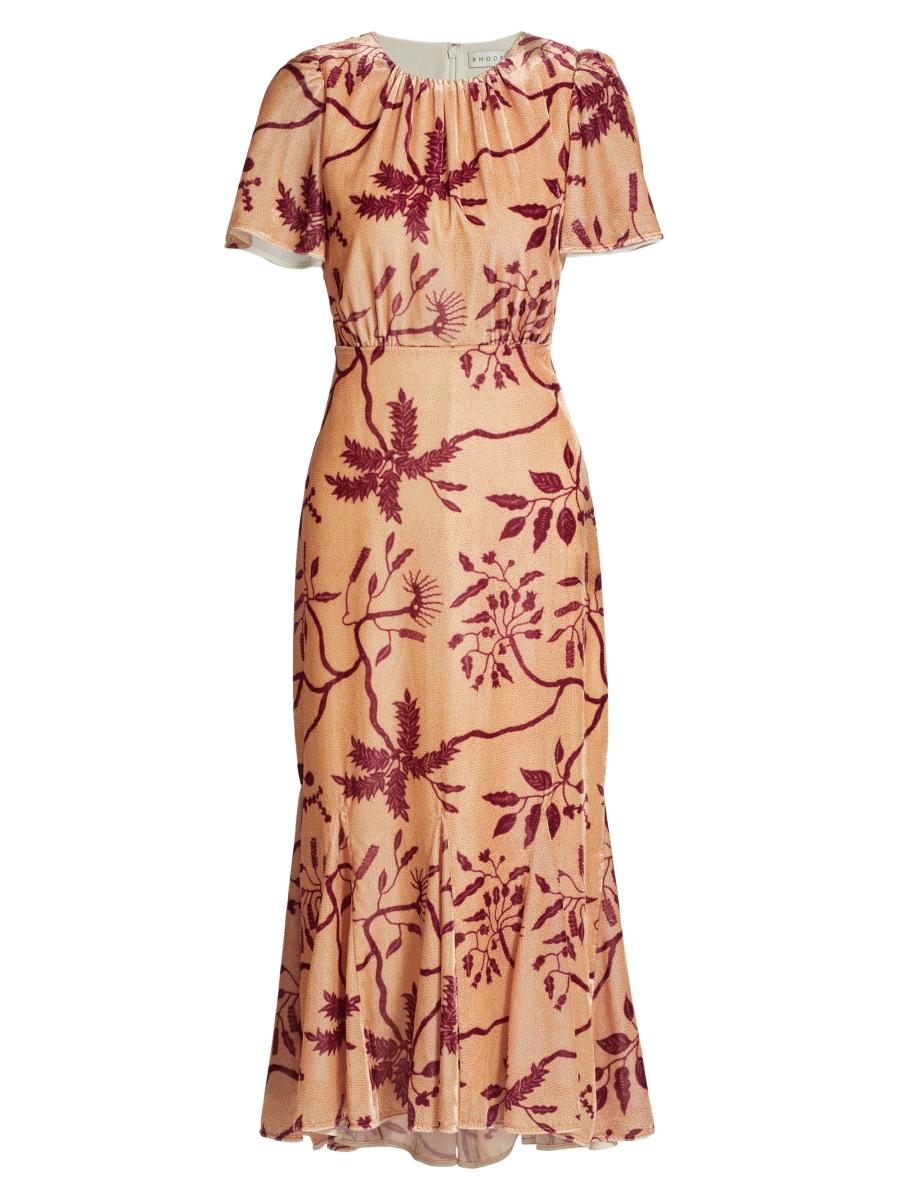 Rhode Women's Cream Enchanted Vine Grande Arabella Floral Midi-dress