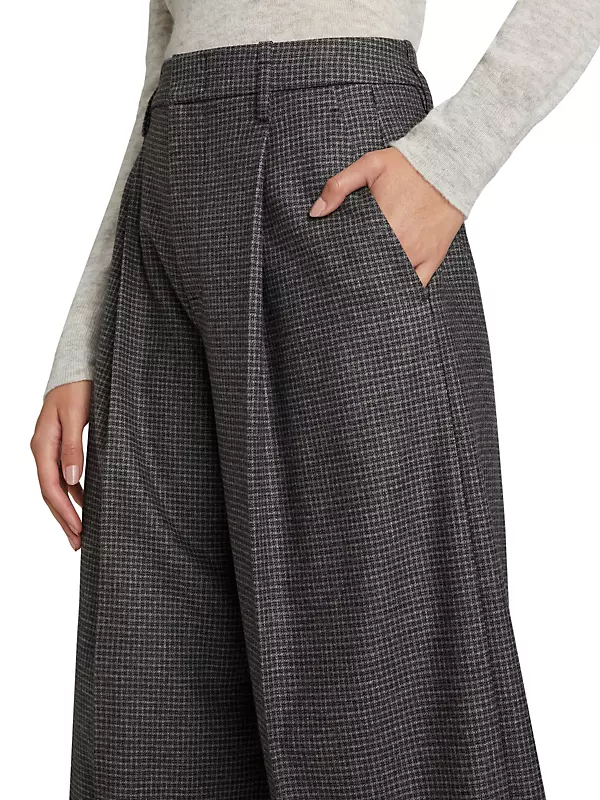 Shop Vince Check Wool-Blend Wide Leg Pants | Saks Fifth Avenue Shop Vince Check Wool-Blend Wide Leg Pants | Saks Fifth Avenue