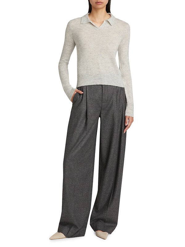 Shop Vince Check Wool-Blend Wide Leg Pants | Saks Fifth Avenue Shop Vince Check Wool-Blend Wide Leg Pants | Saks Fifth Avenue