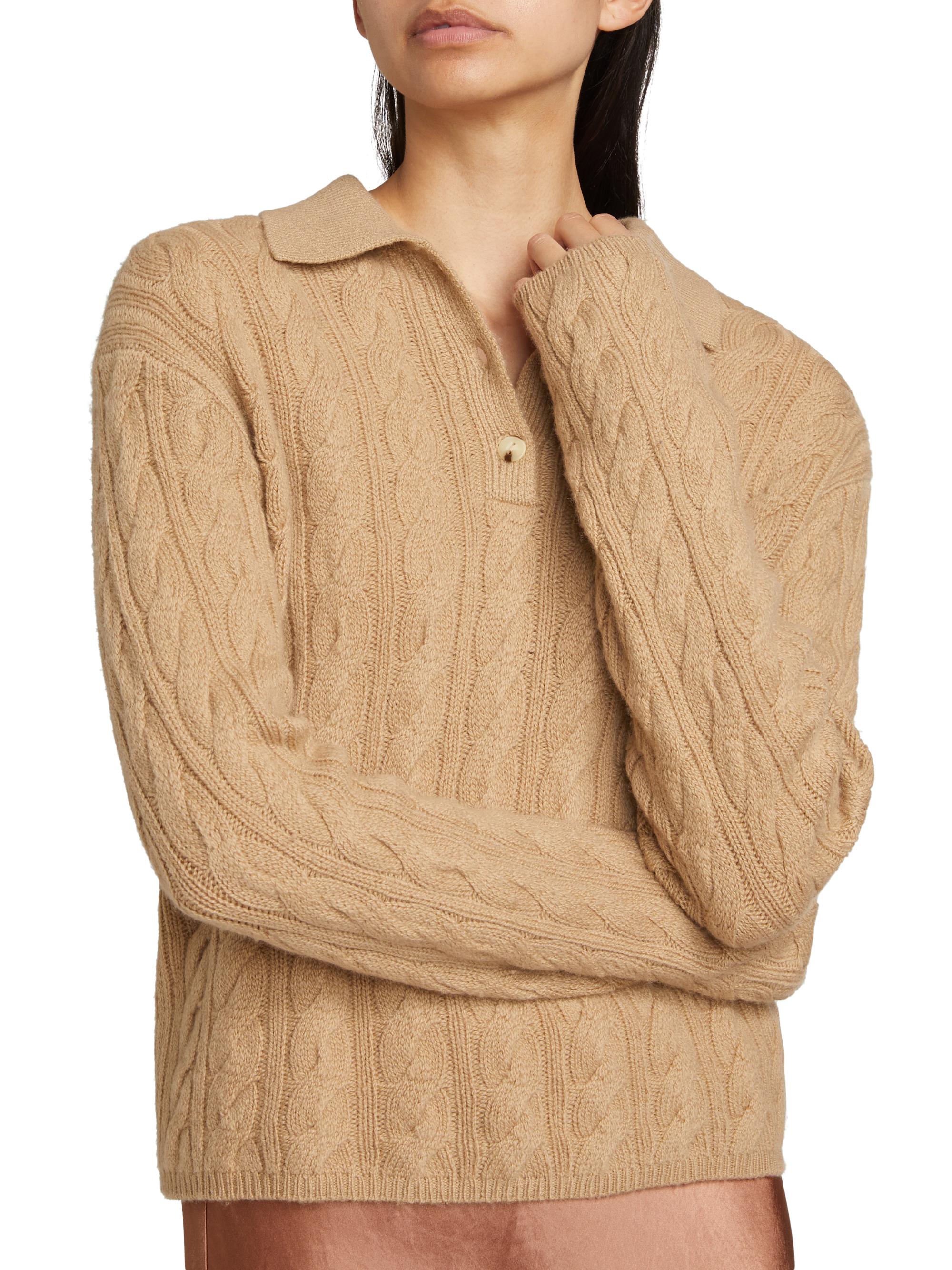 Vince Wool & Cashmere Cable-Knit Polo Sweater | Saks Fifth Avenue