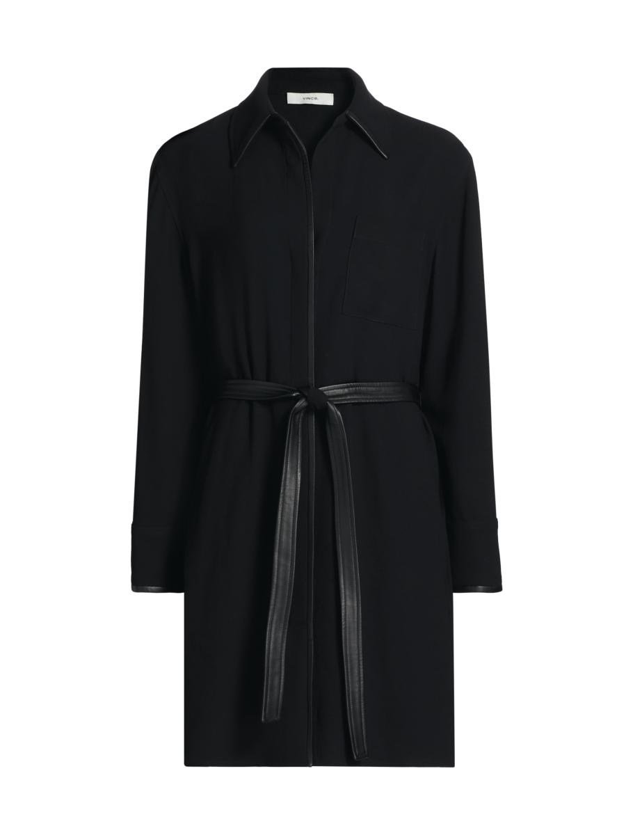 vince long sleeve tie waist dress Vince Tie-Waist Long-Sleeve Shirtdress