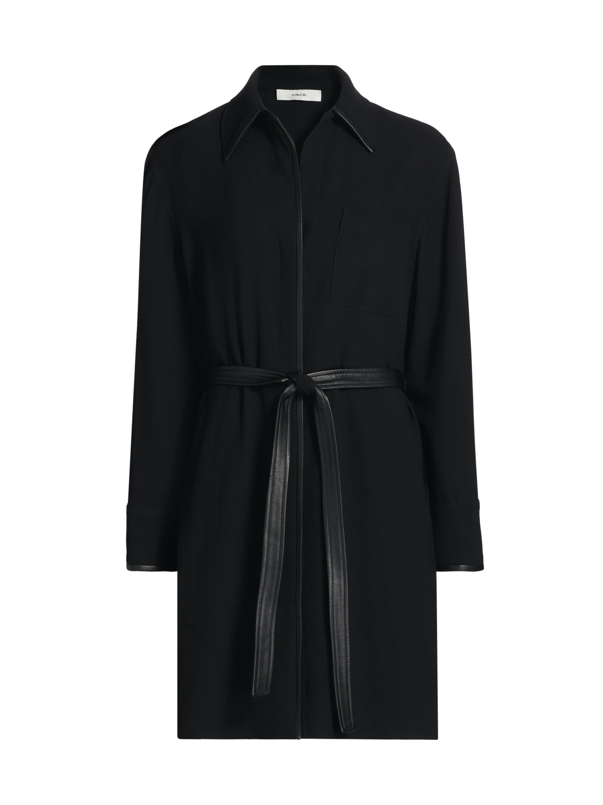 Vince Women's Tie-Waist Long-Sleeve Shirtdress - Black