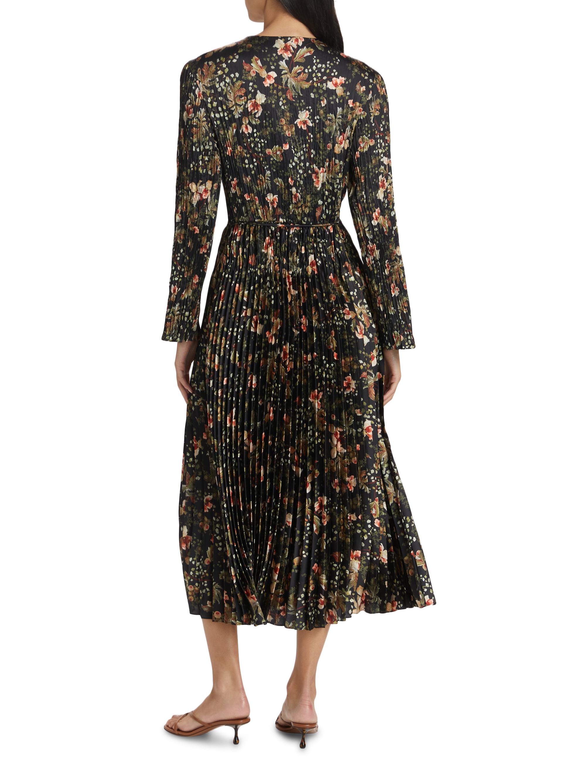 Vince Orchid Vine Pleated Midi-Dress | Saks Fifth Avenue