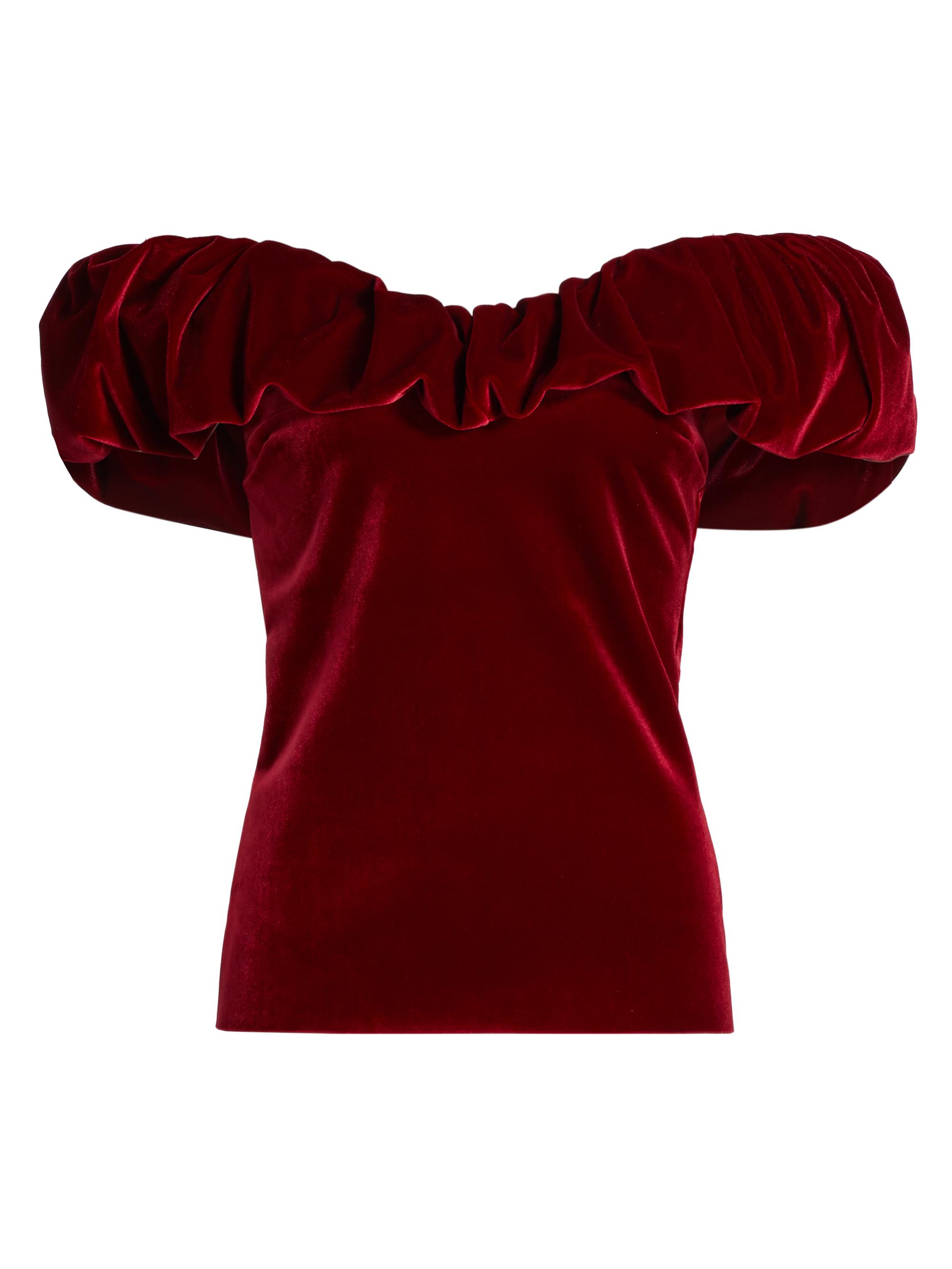 Chiara Boni La Petite Robe Women's Usla Ruffled Velvet Top - Garnet Red