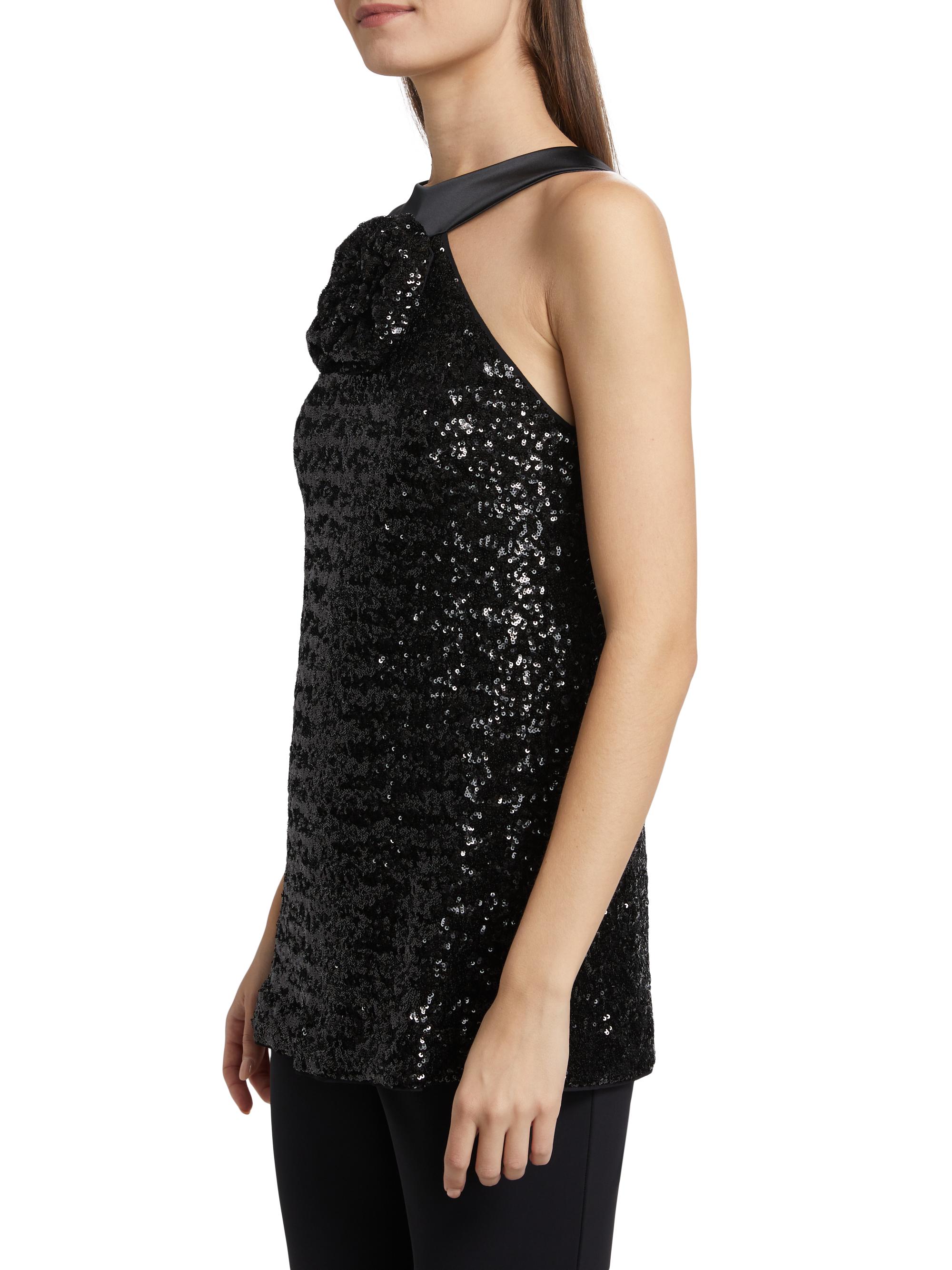 Chiara Boni La Petite Robe Aky Sequined Halter Top | The Summit